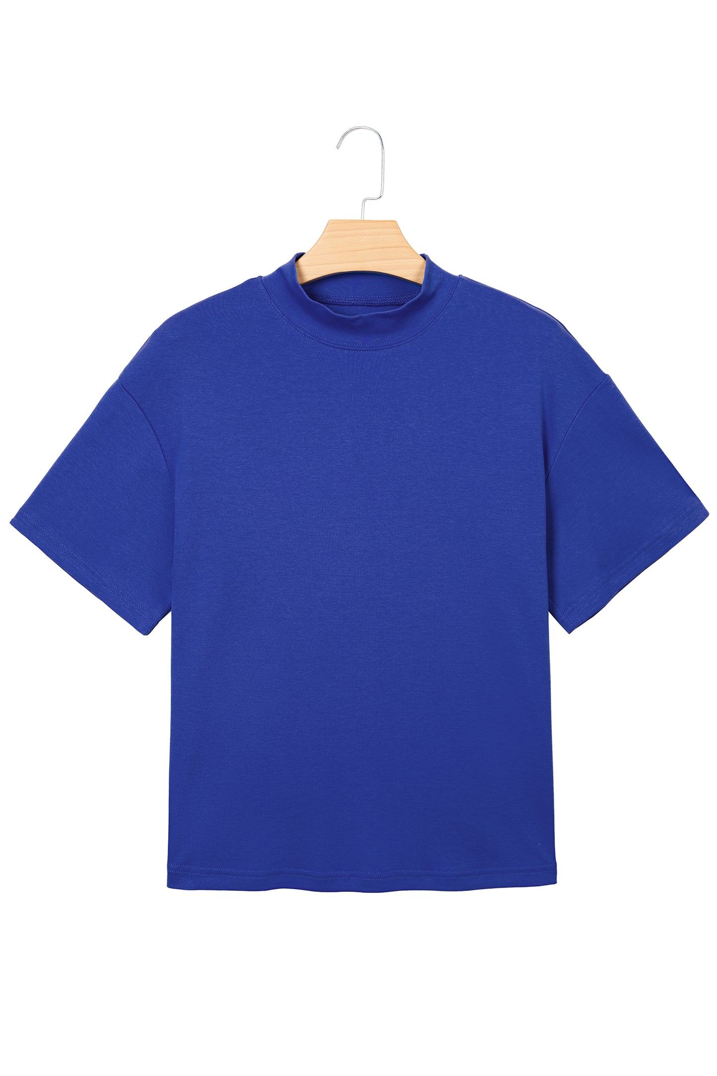 Black Solid Color High Neck Oversize Tee
