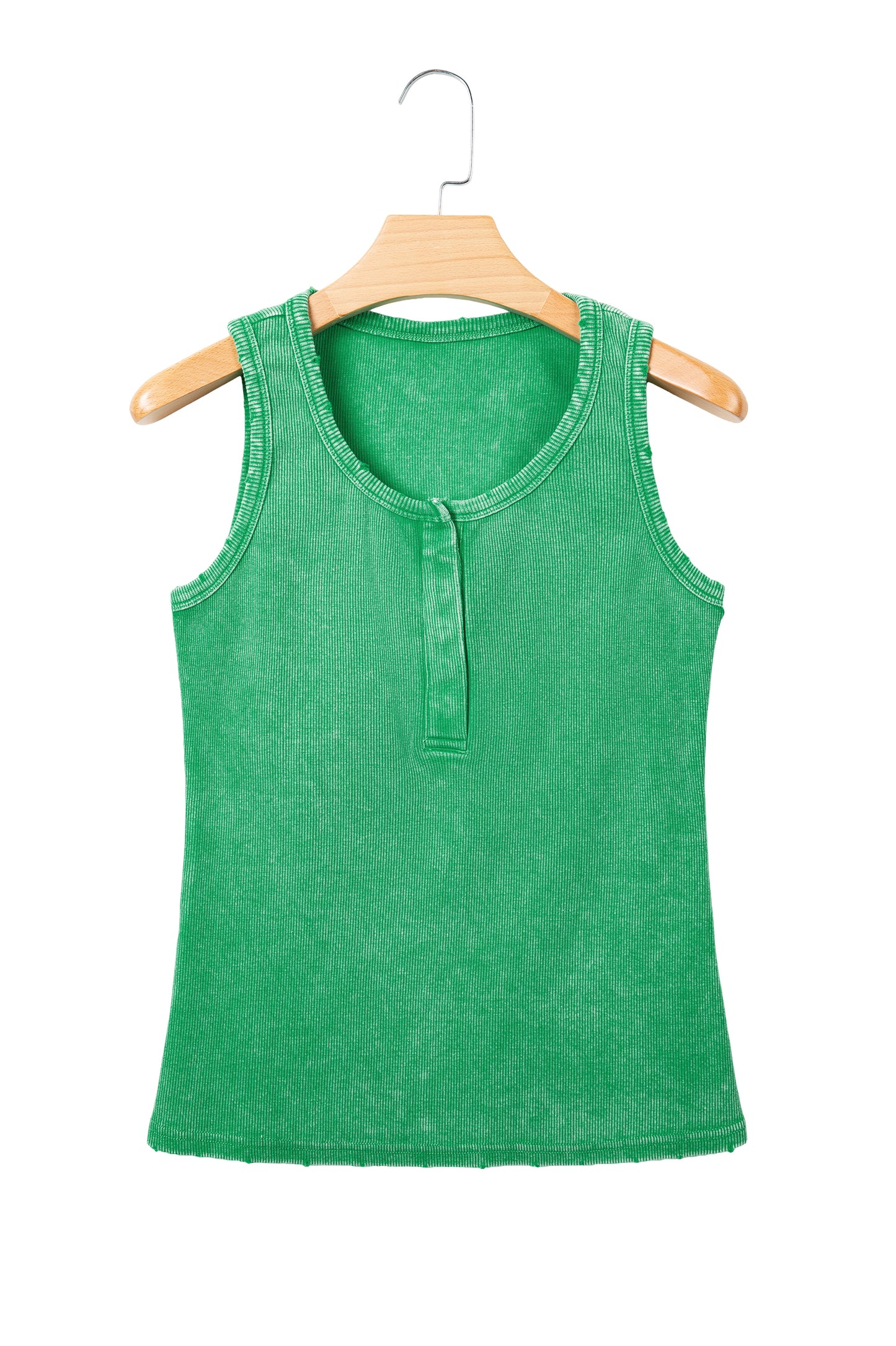 Medium Grey Vintage Distressed Ribbed Mineral Wash Tank Top