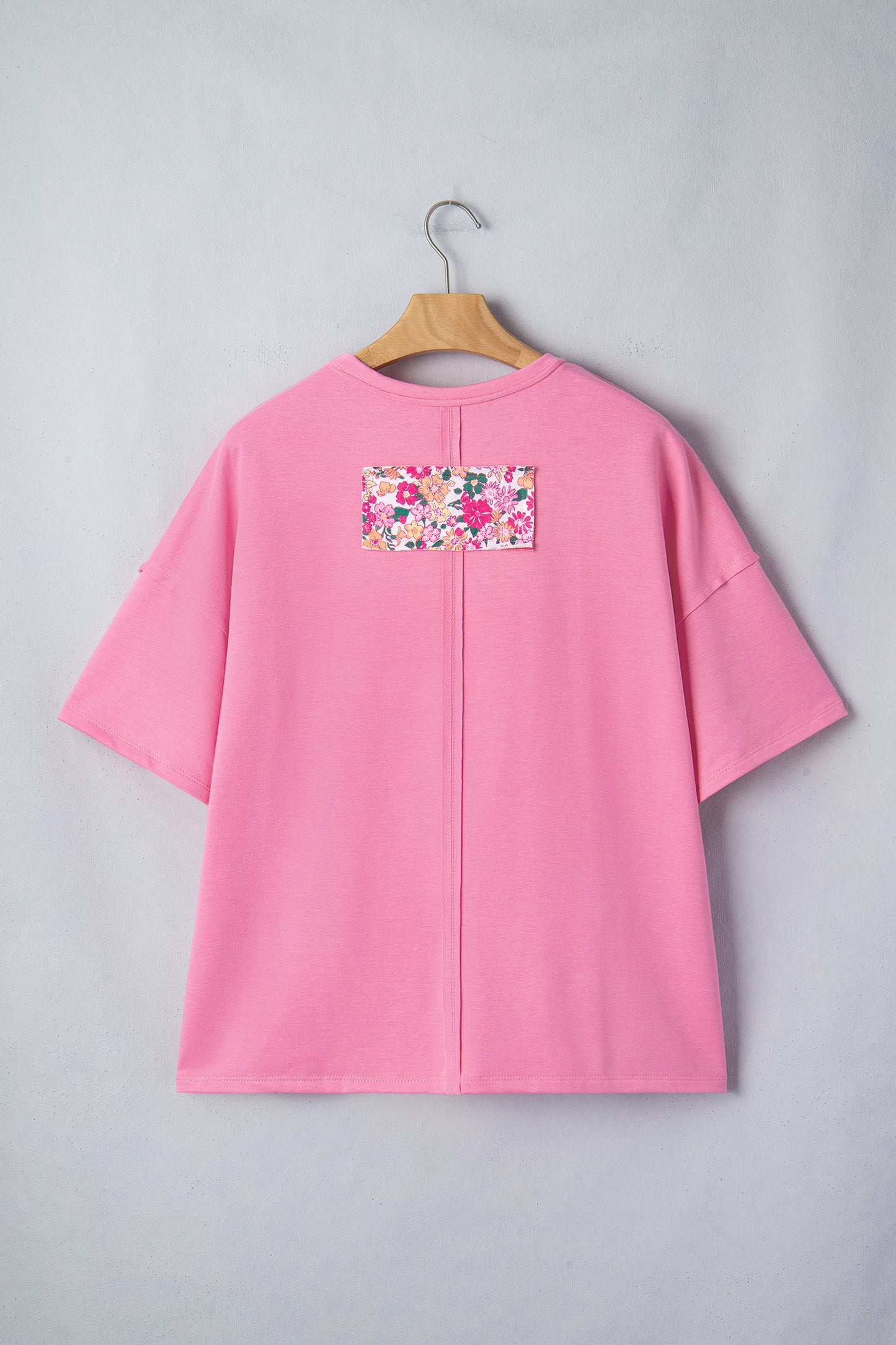 Jet Stream Floral Patched Raw Seam Big Flower Oversize Tee