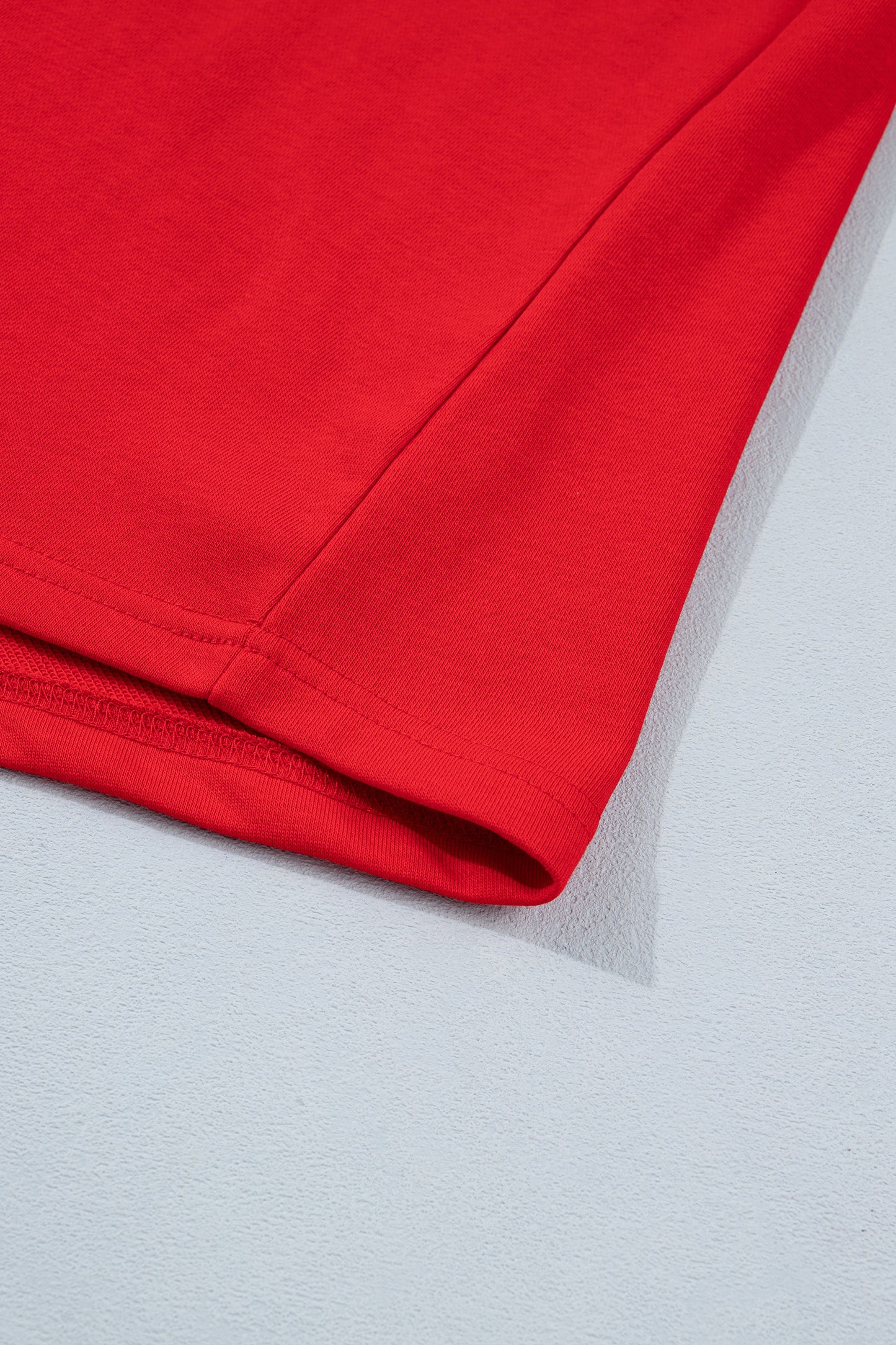 Fiery Red Striped Frilled Collar Short Sleeve Blouse