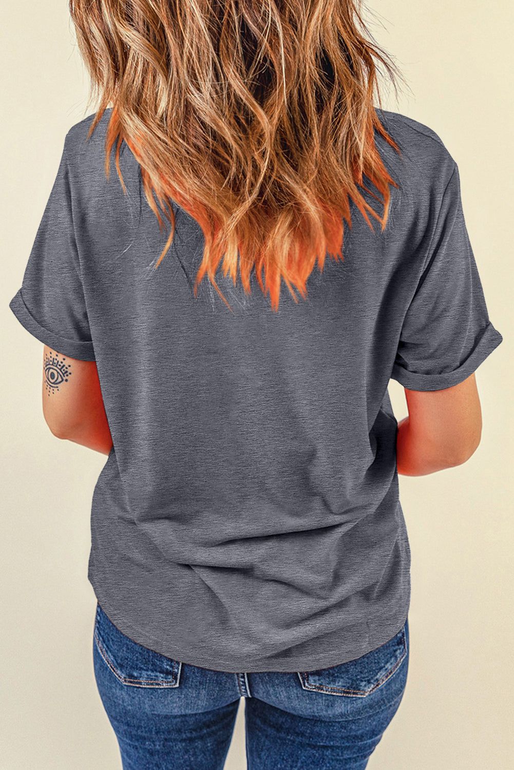 Gray Redeo Check Spades Western Graphic T Shirt