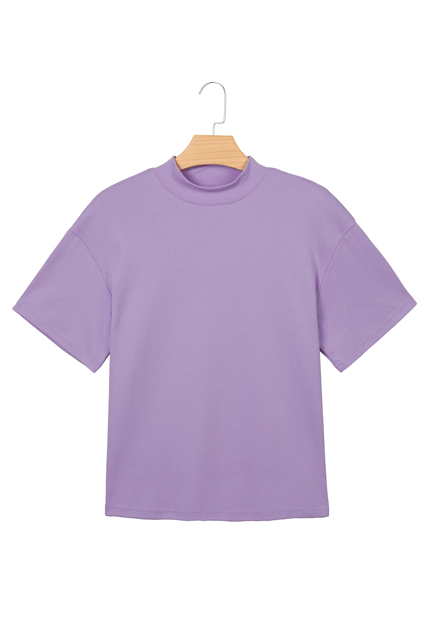 Black Solid Color High Neck Oversize Tee