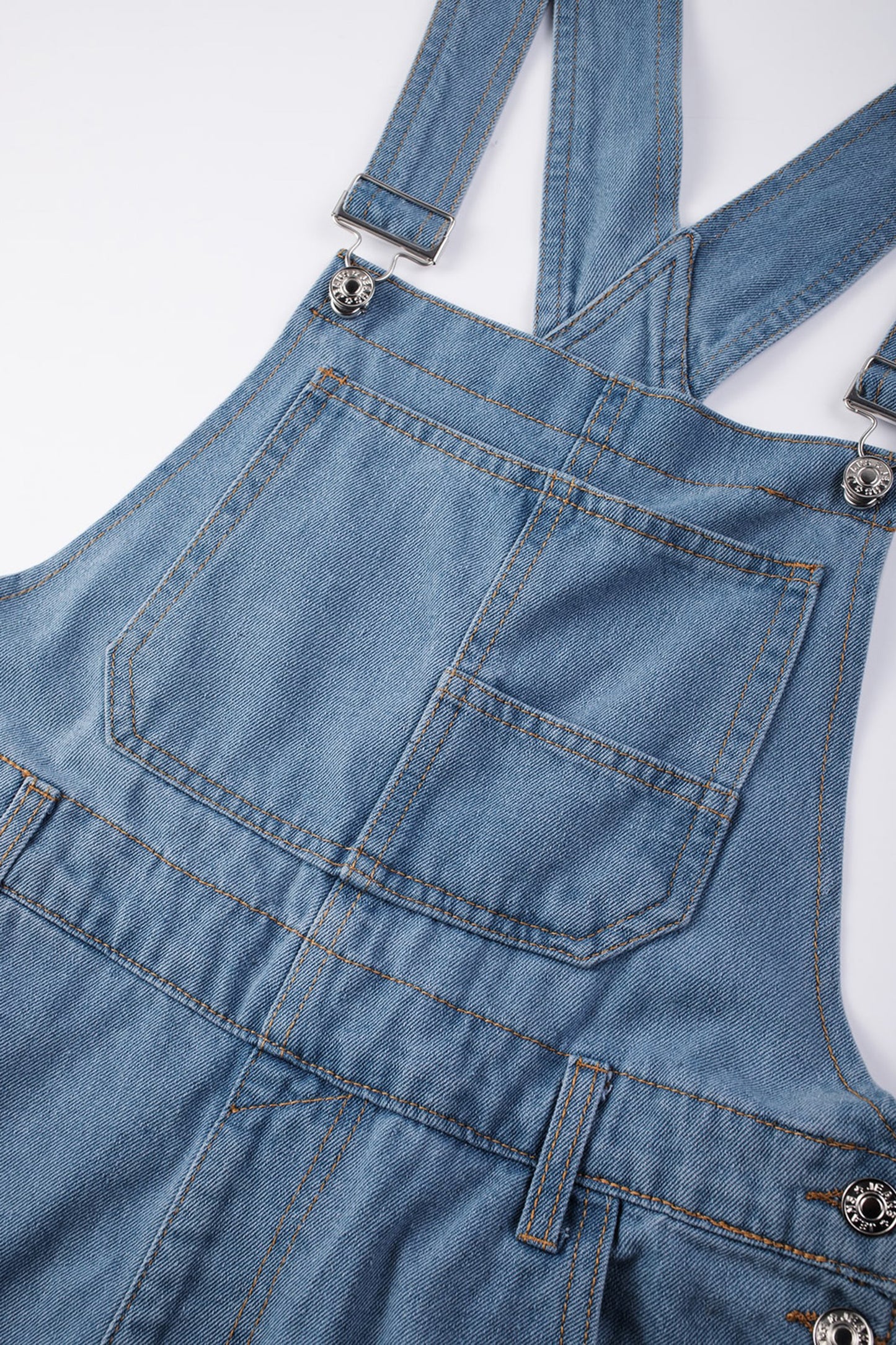 Dark Blue Retro Bib Pocket Buckle Straps Casual Denim Jumpsuit