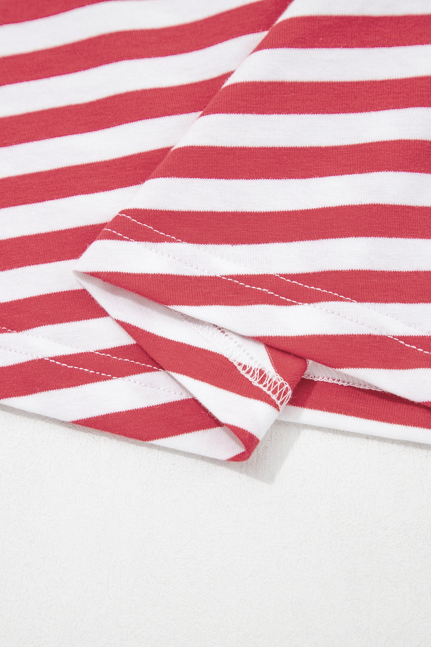 Sky Blue Stripe Nautical Tie Contrast Trim Round Neck T Shirt Mini Dress