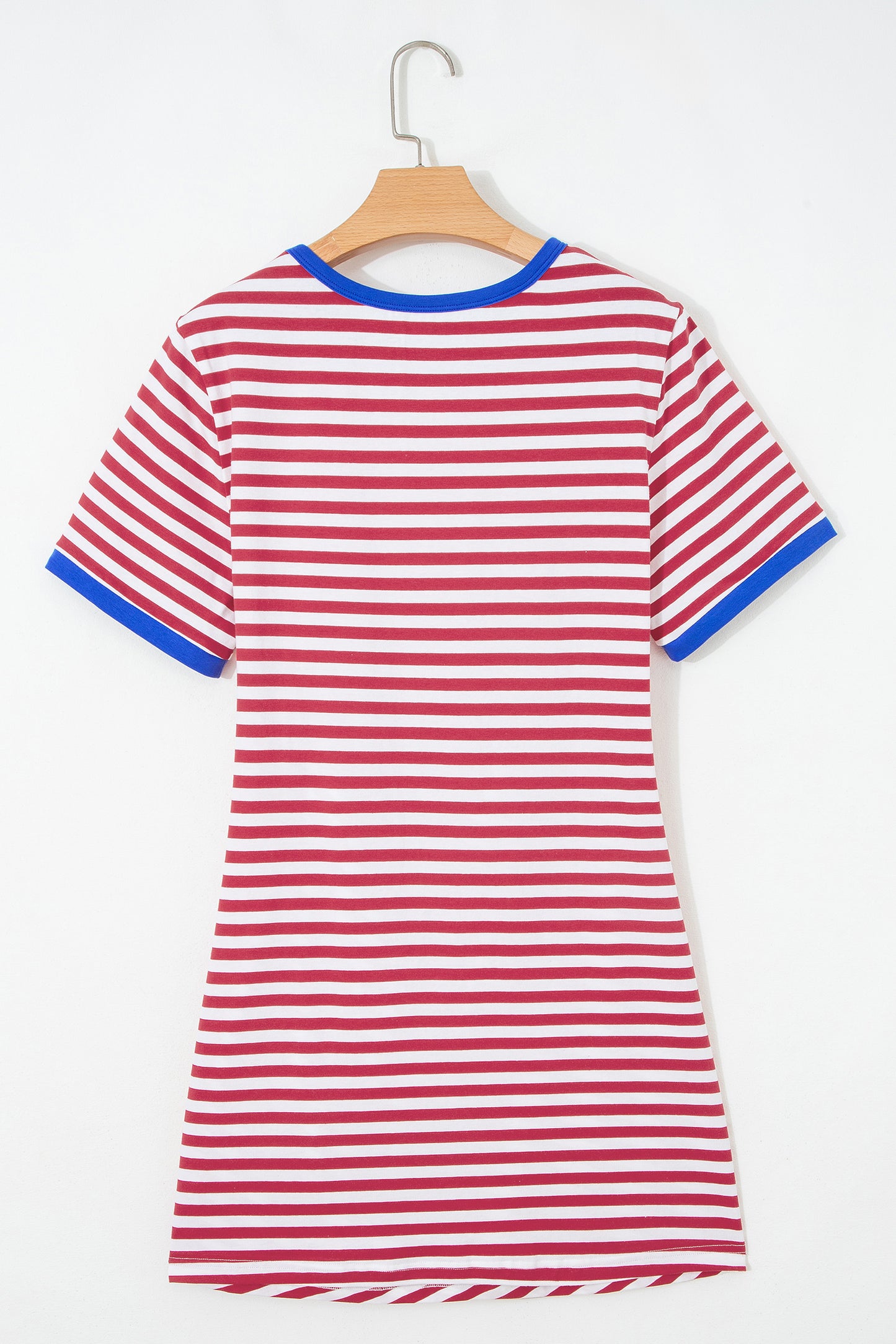 Sky Blue Stripe Nautical Tie Contrast Trim Round Neck T Shirt Mini Dress