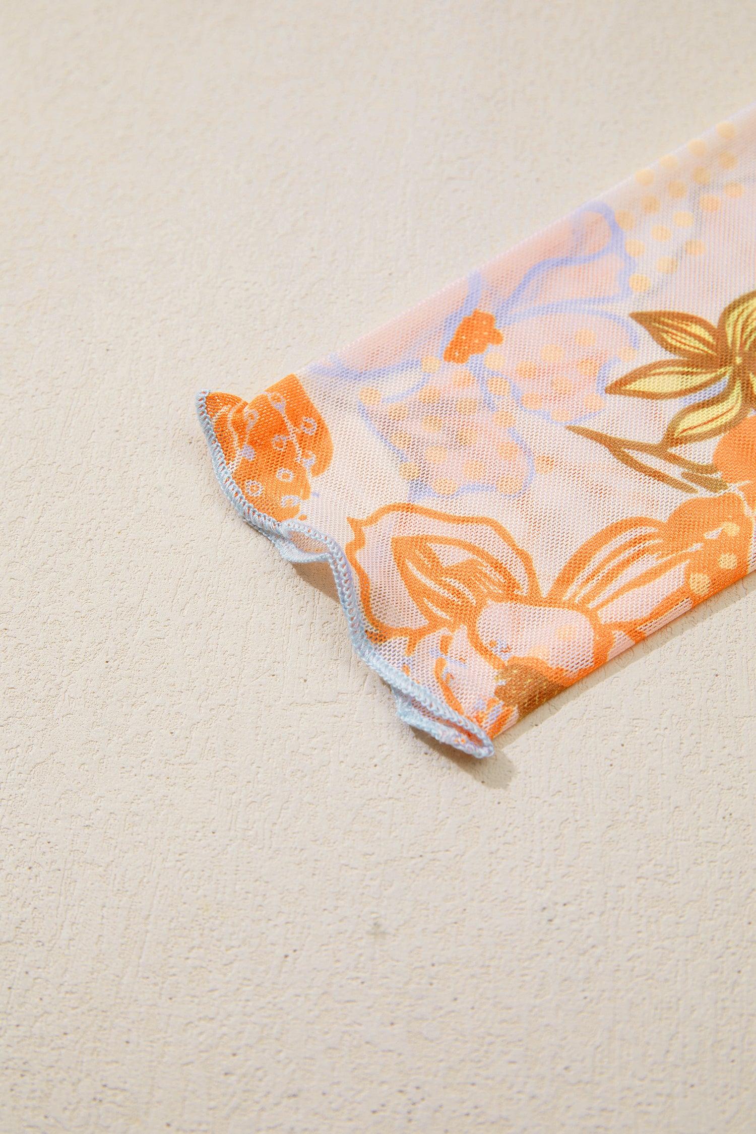 Multicolour Floral Print Lettuce Trim Slim Long Sleeve Top