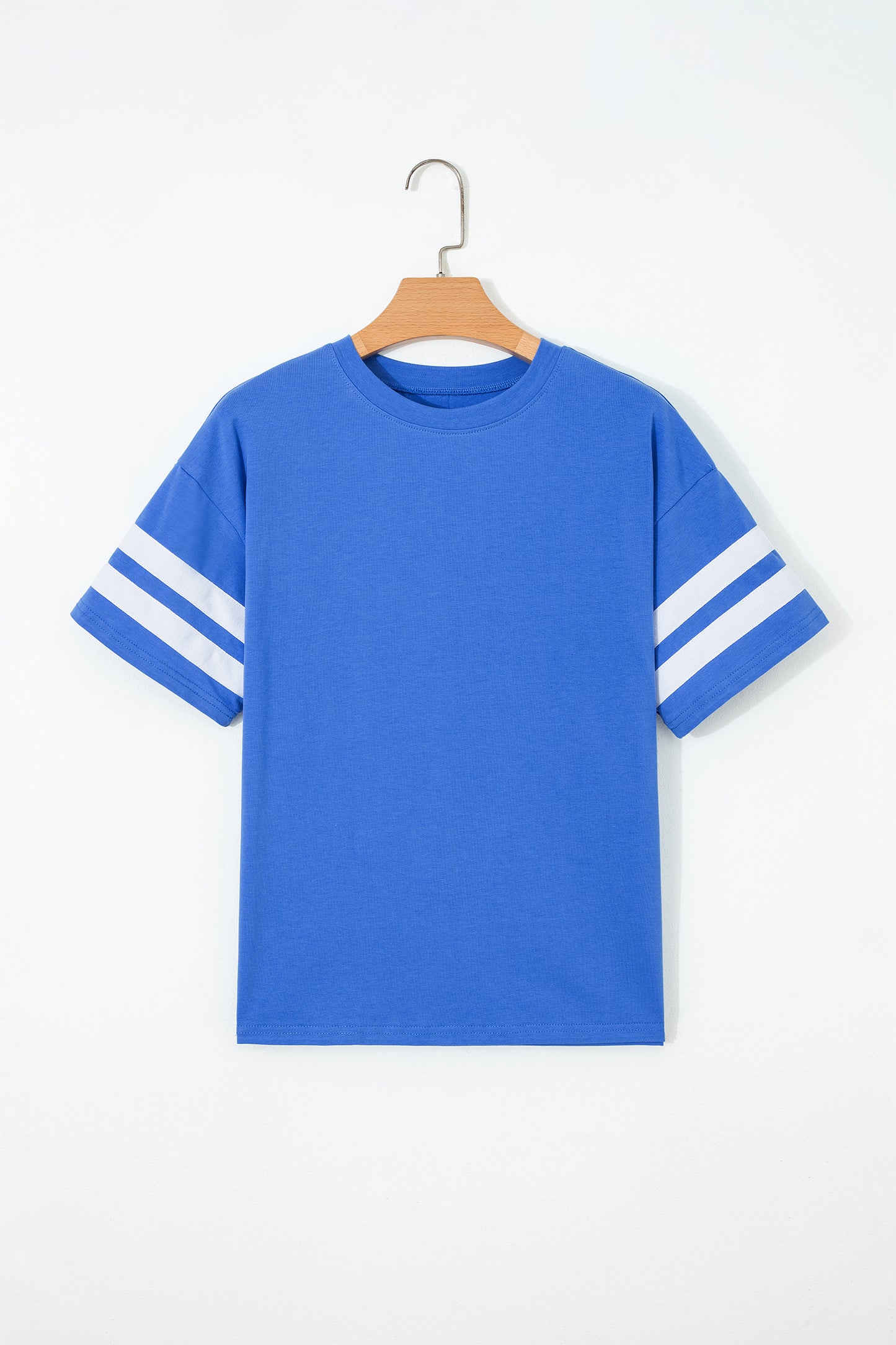 Black Varsity Striped Short Sleeve Crew Neck T Shirt