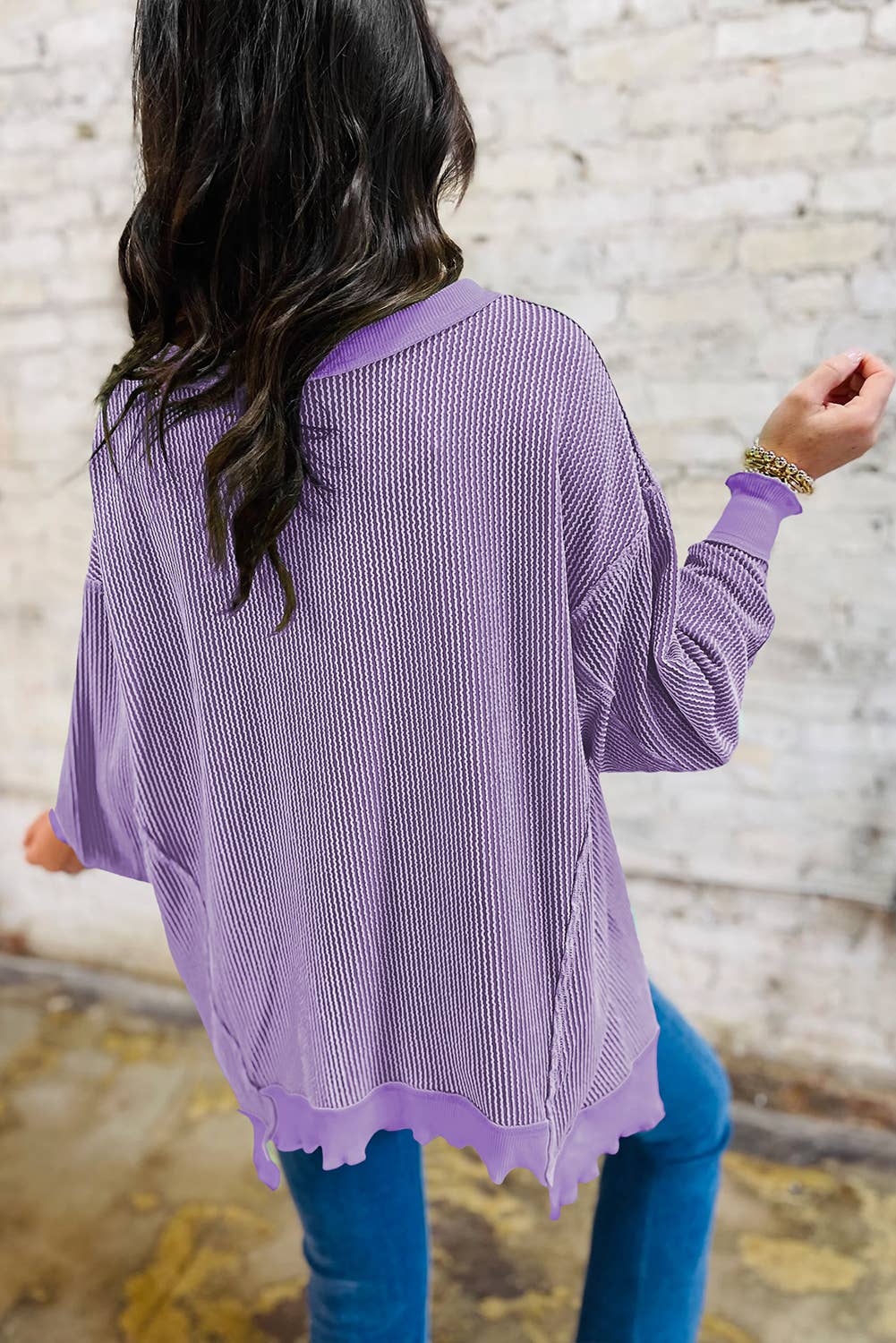 fashionworks - St. PatrickTwist Rib Uneven Hem Drop Shoulder Loose Knit Top