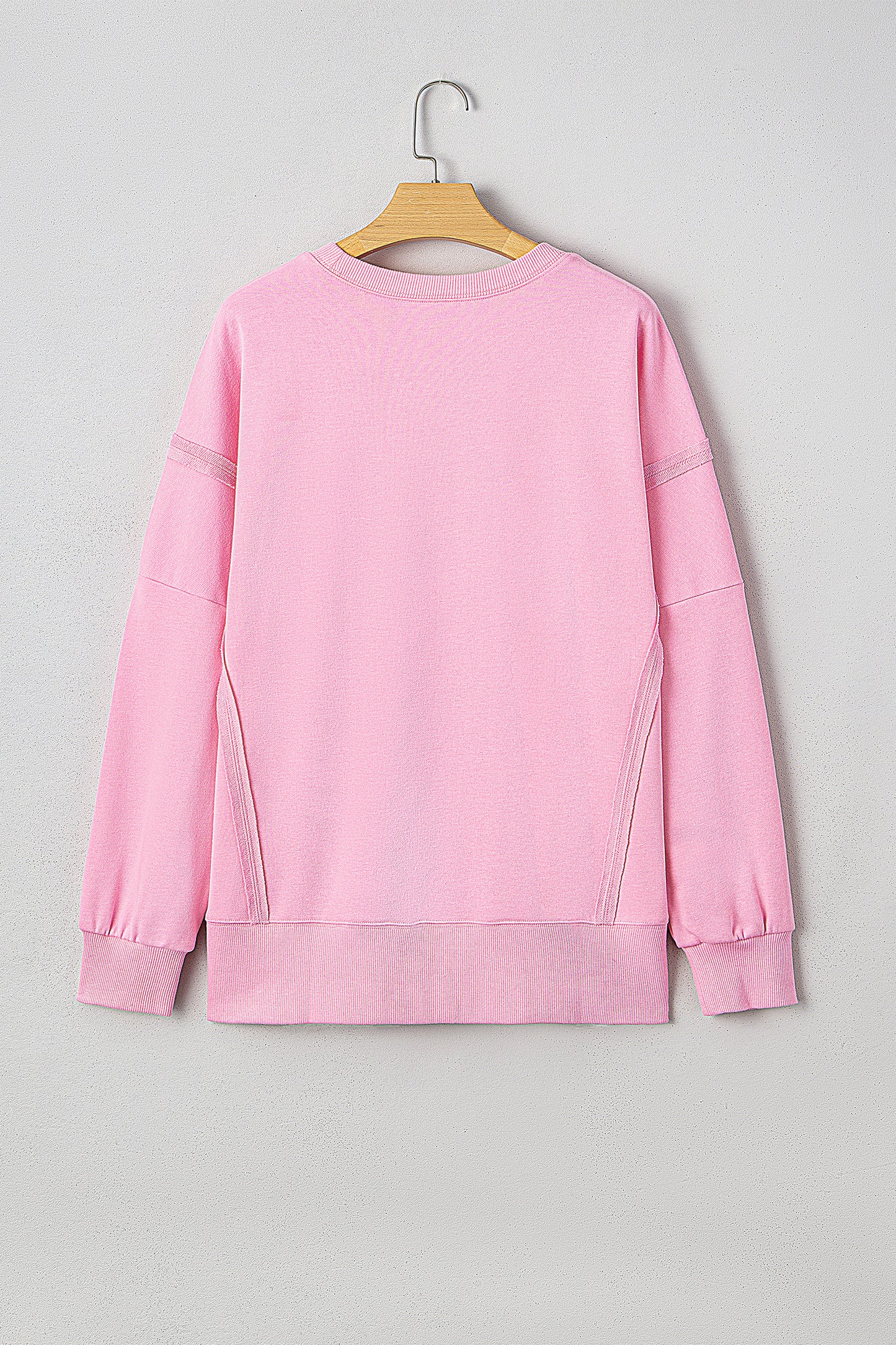 Black Bow Sequin XOXO Letter Graphic Exposed Seam Baggy Sweatshirt