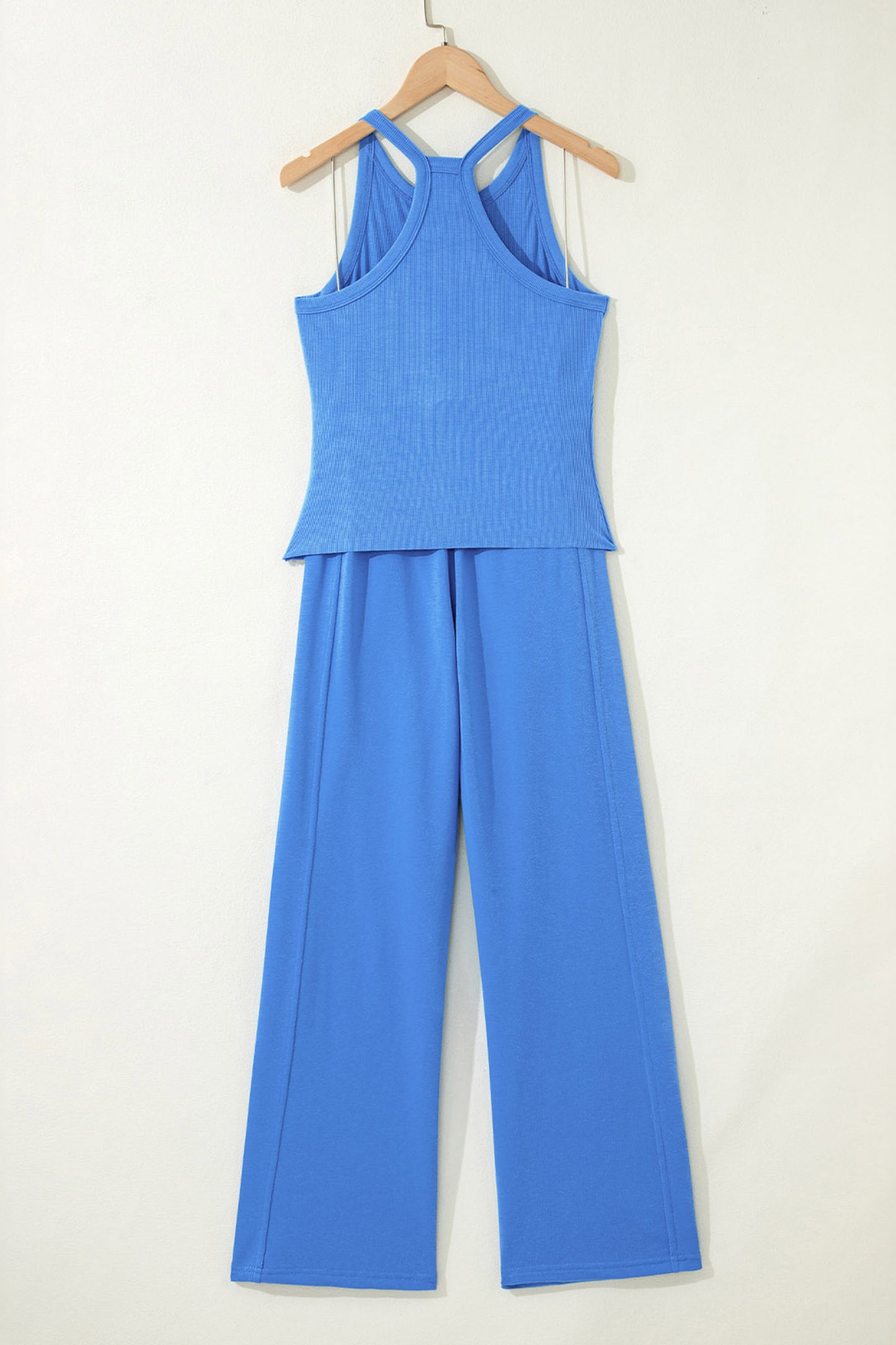 Sachet Pink Slim Ribbed Tank Top and Sweatpants Set