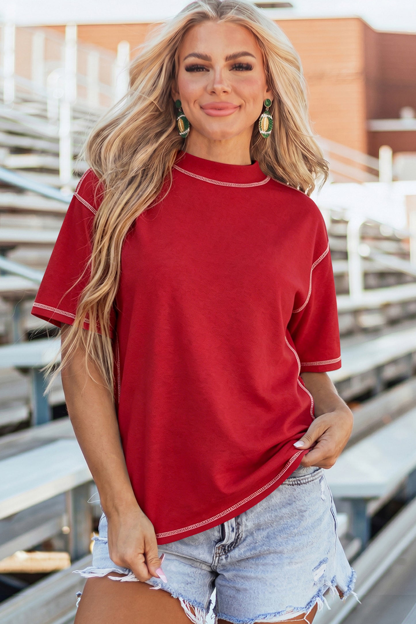 Light Grey Reversible Contrast-Stitched T-Shirt