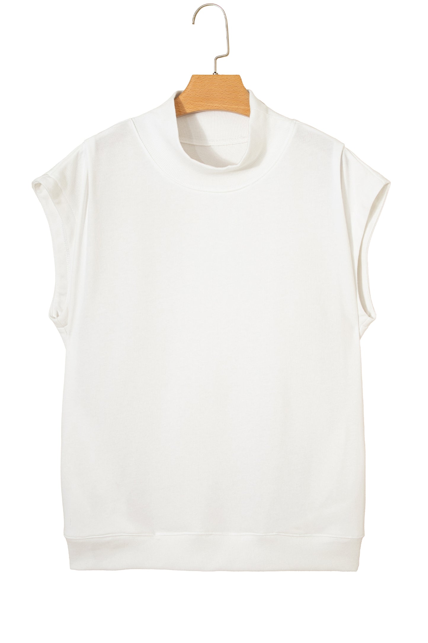 Pink Solid Color High Neck Cap Sleeve Loose Top