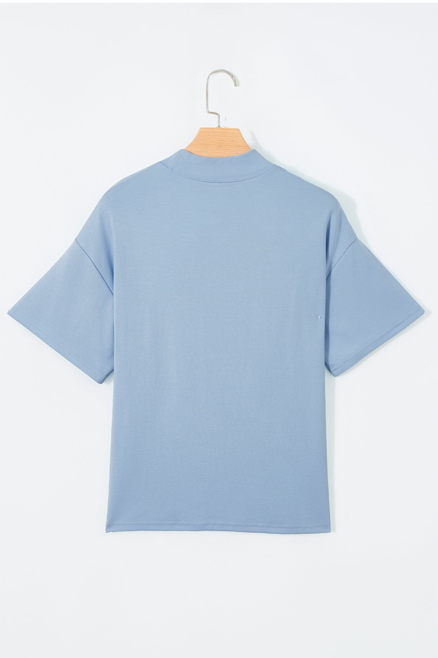 Black Solid Color High Neck Oversize Tee