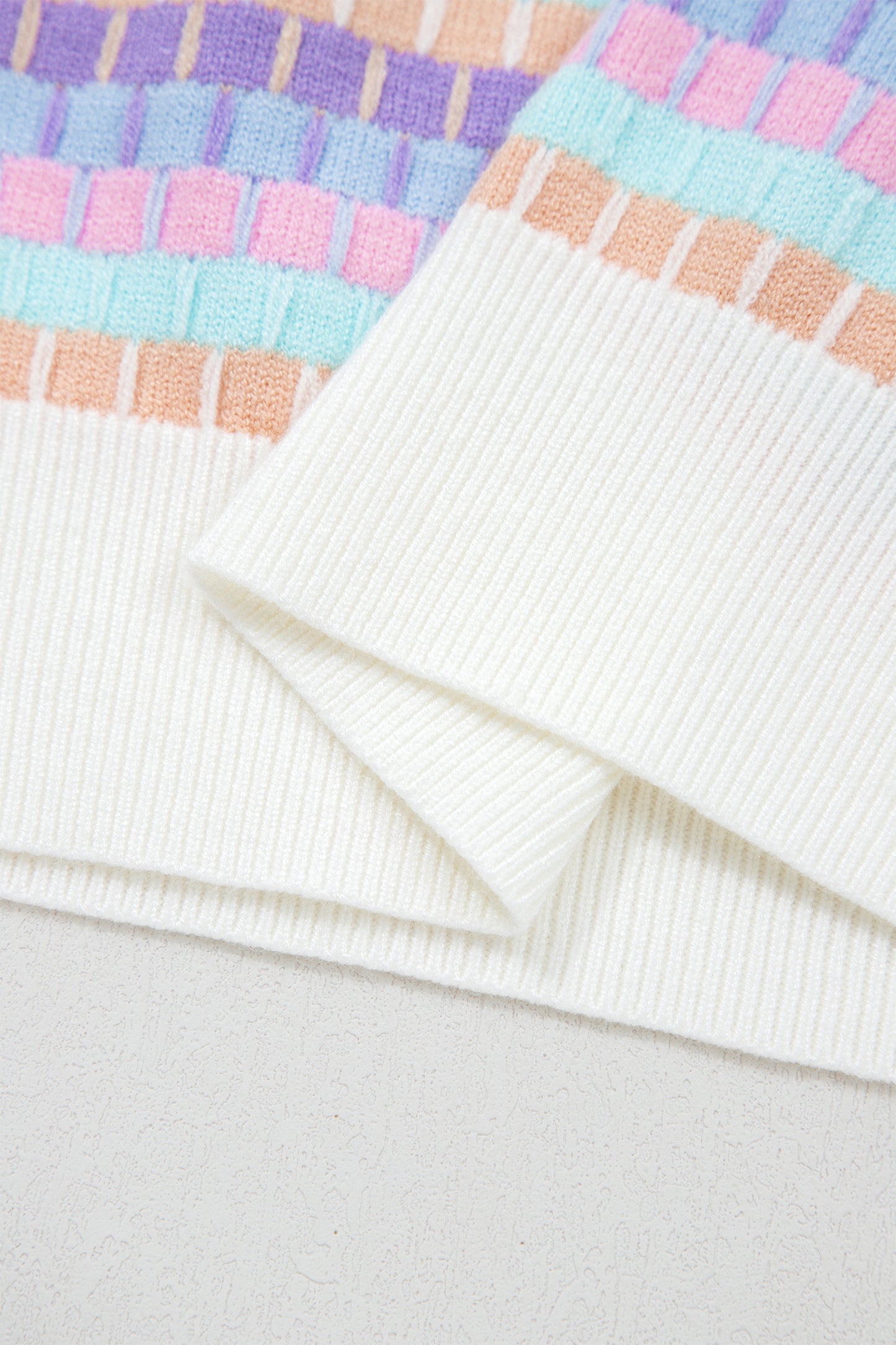 Orange Abstract Striped Knit Short Sleeve Sweater
