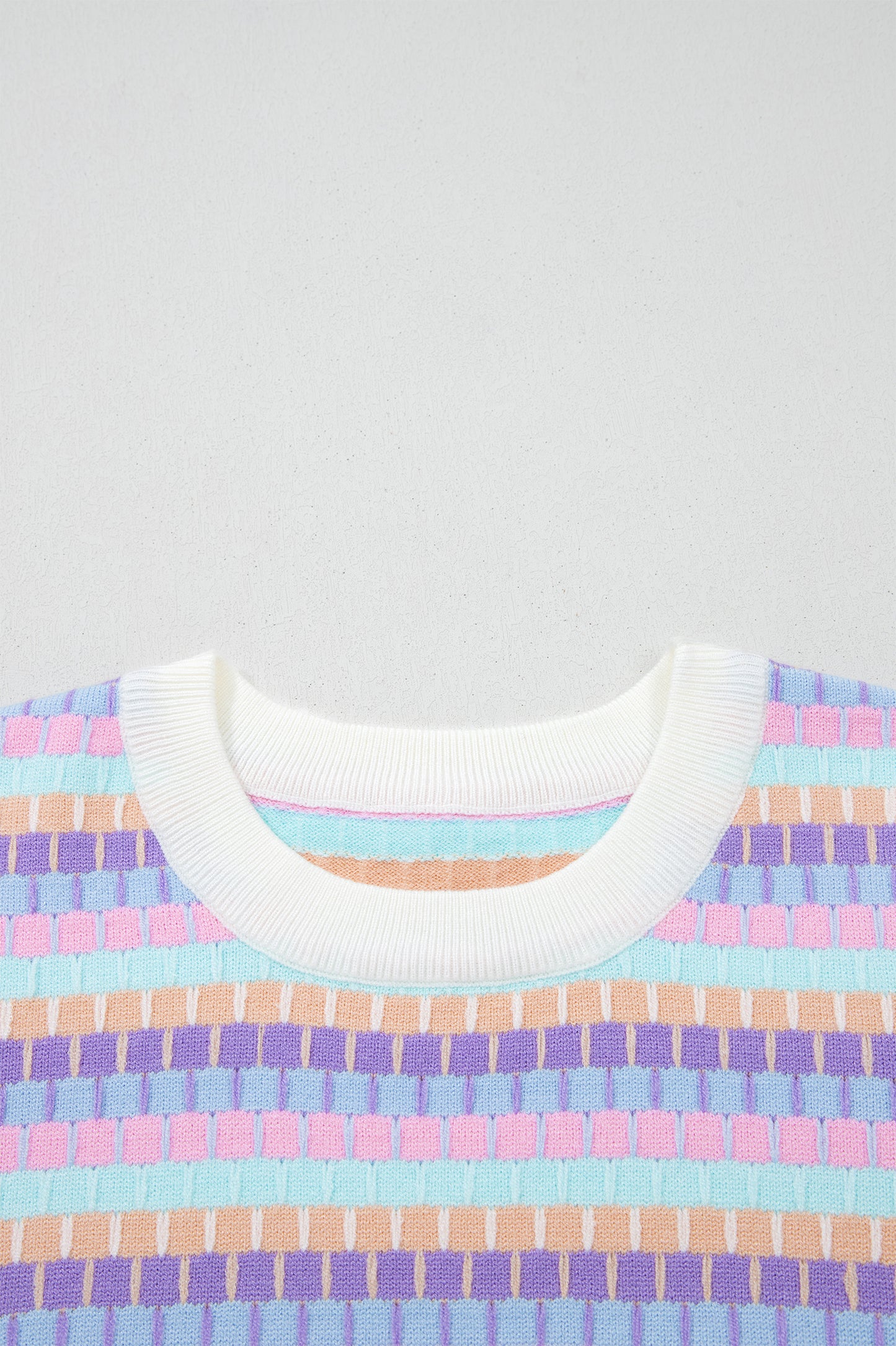Orange Abstract Striped Knit Short Sleeve Sweater