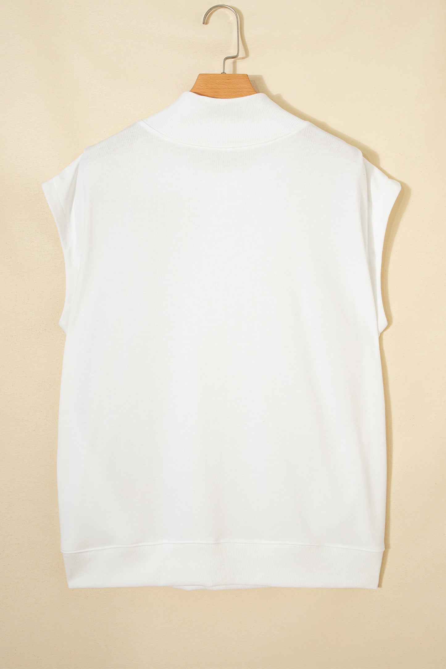 Pink Solid Color High Neck Cap Sleeve Loose Top