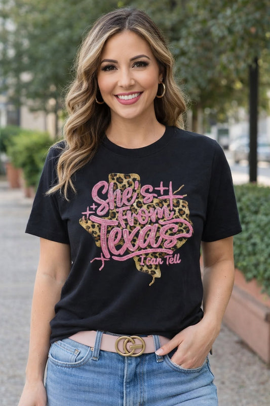 She’s From Texas Leopard State T-Shirt