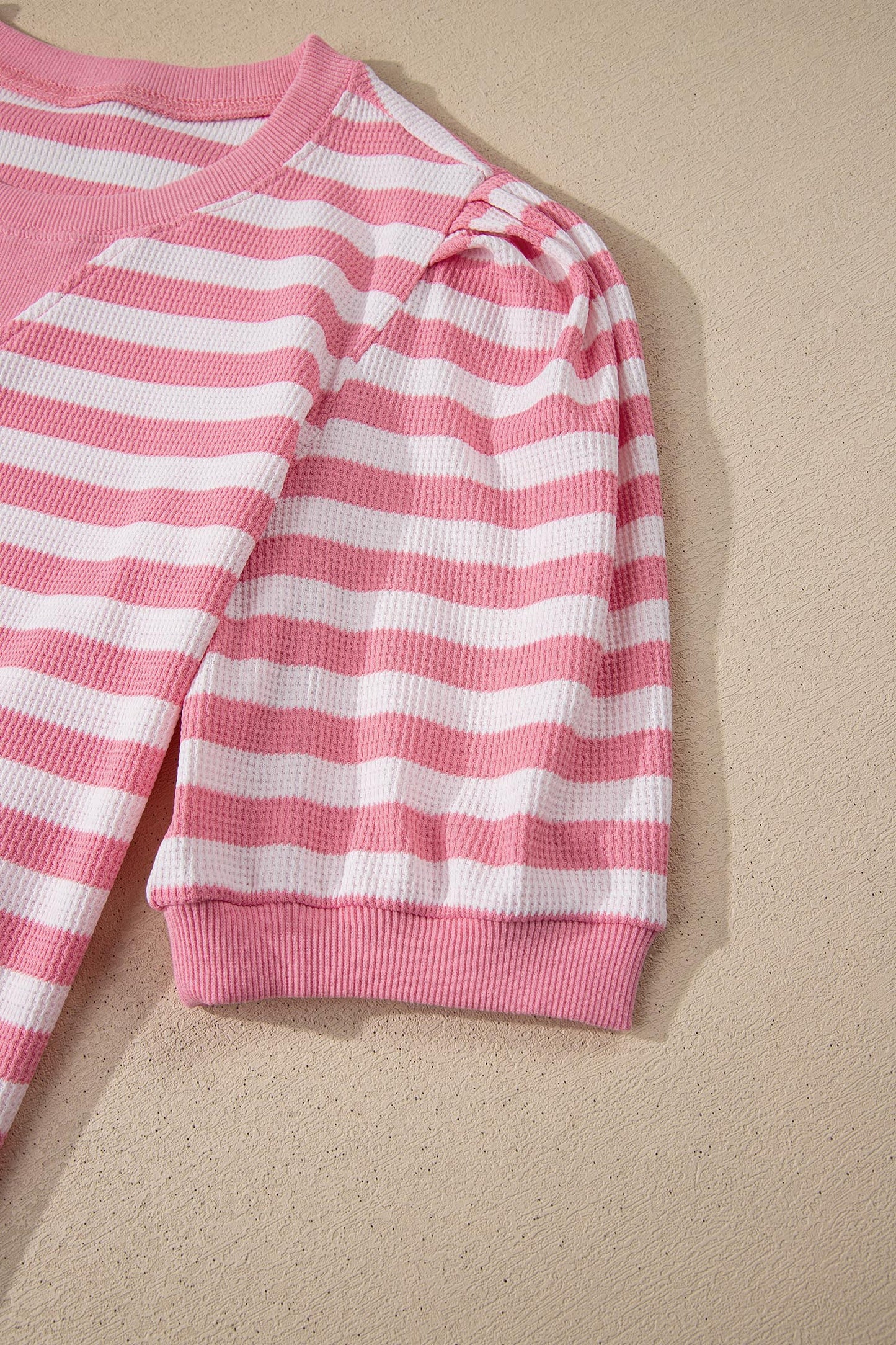 Green Stripe Puff Short Sleeve T Shirt Matching Shorts Set