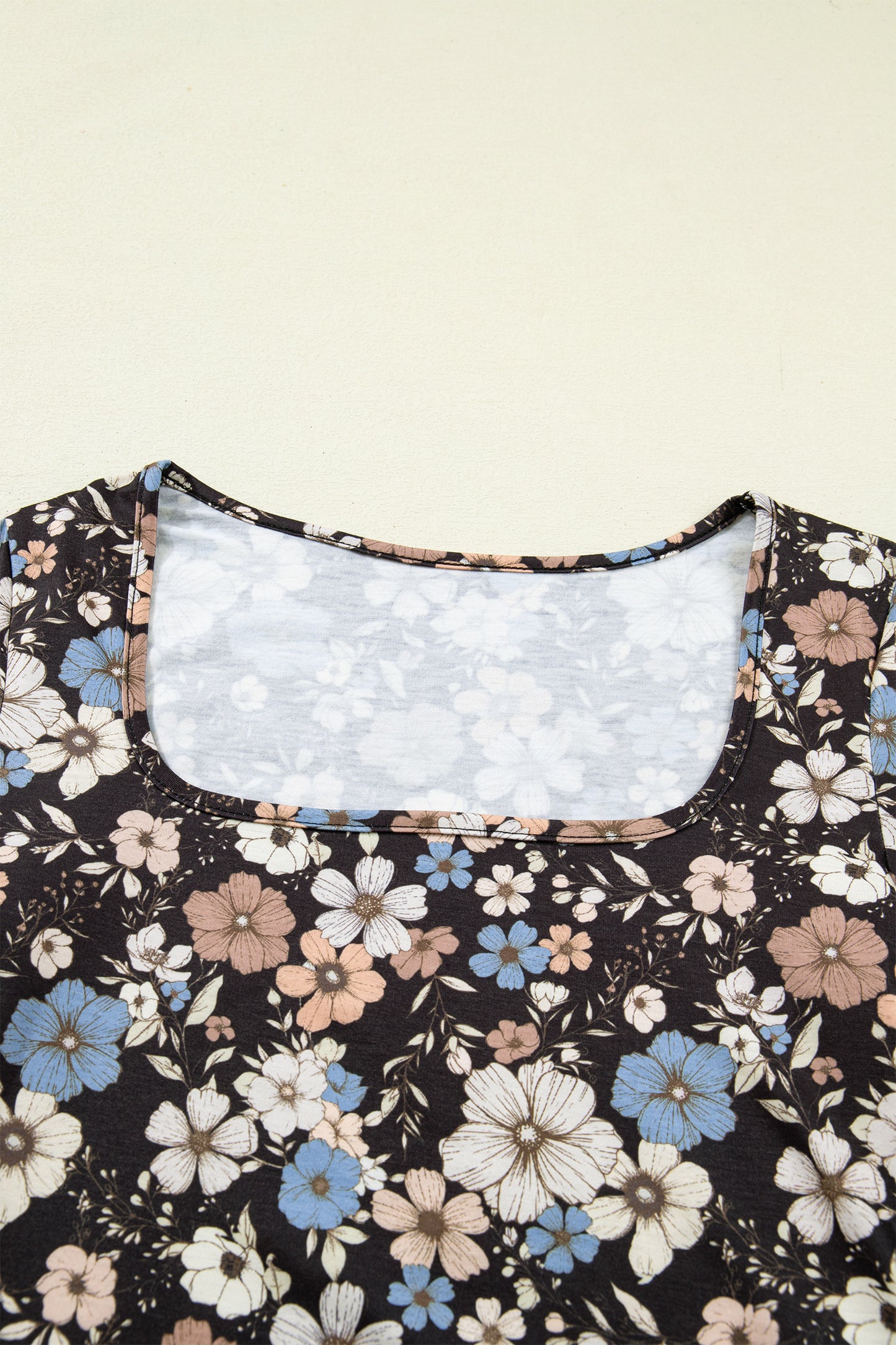 Black Floral Print Slim Long Sleeve T Shirt