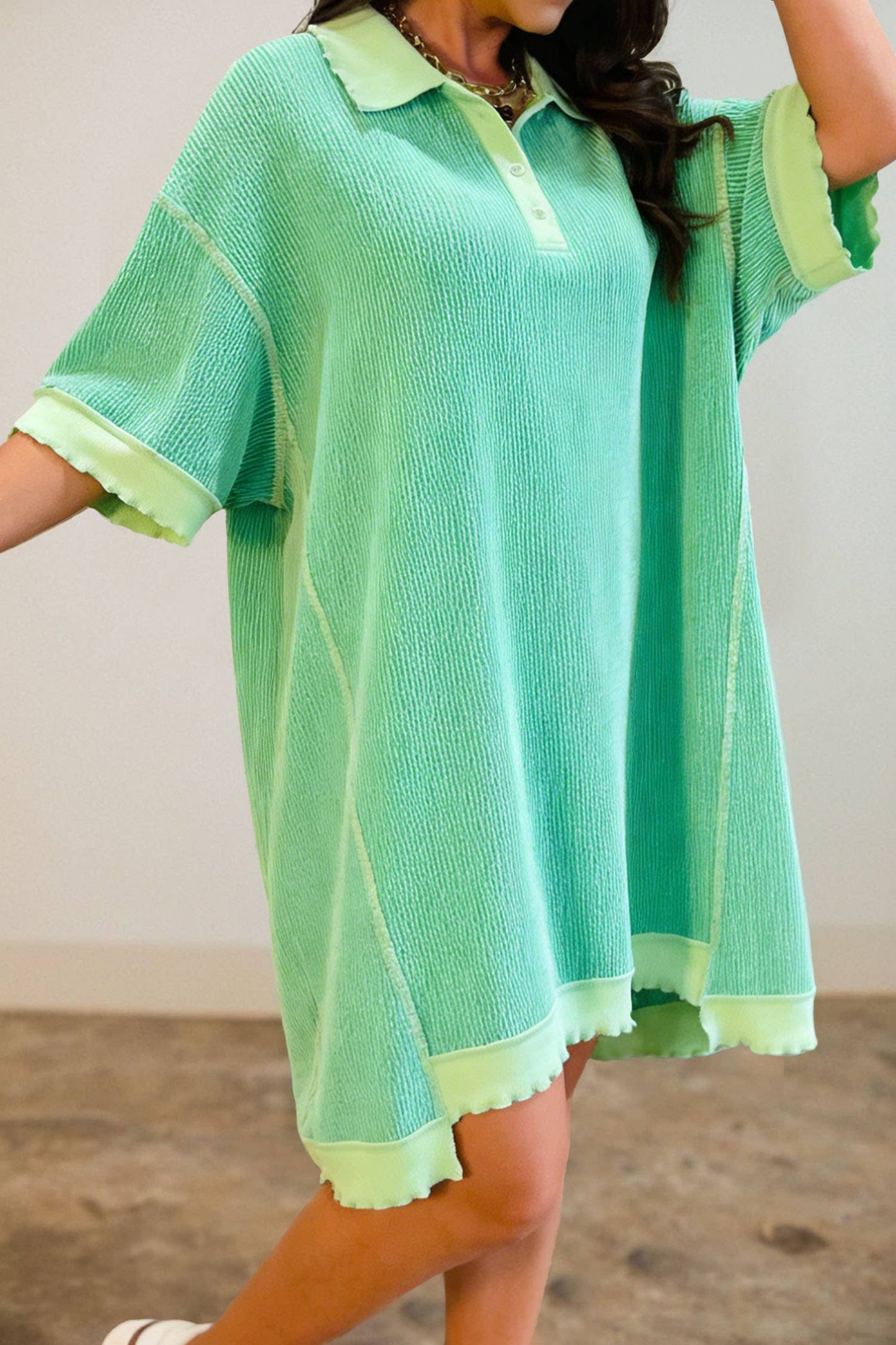 fashionworks - St. PatrickTwist Rib Uneven Hem Drop Shoulder Loose Knit Top