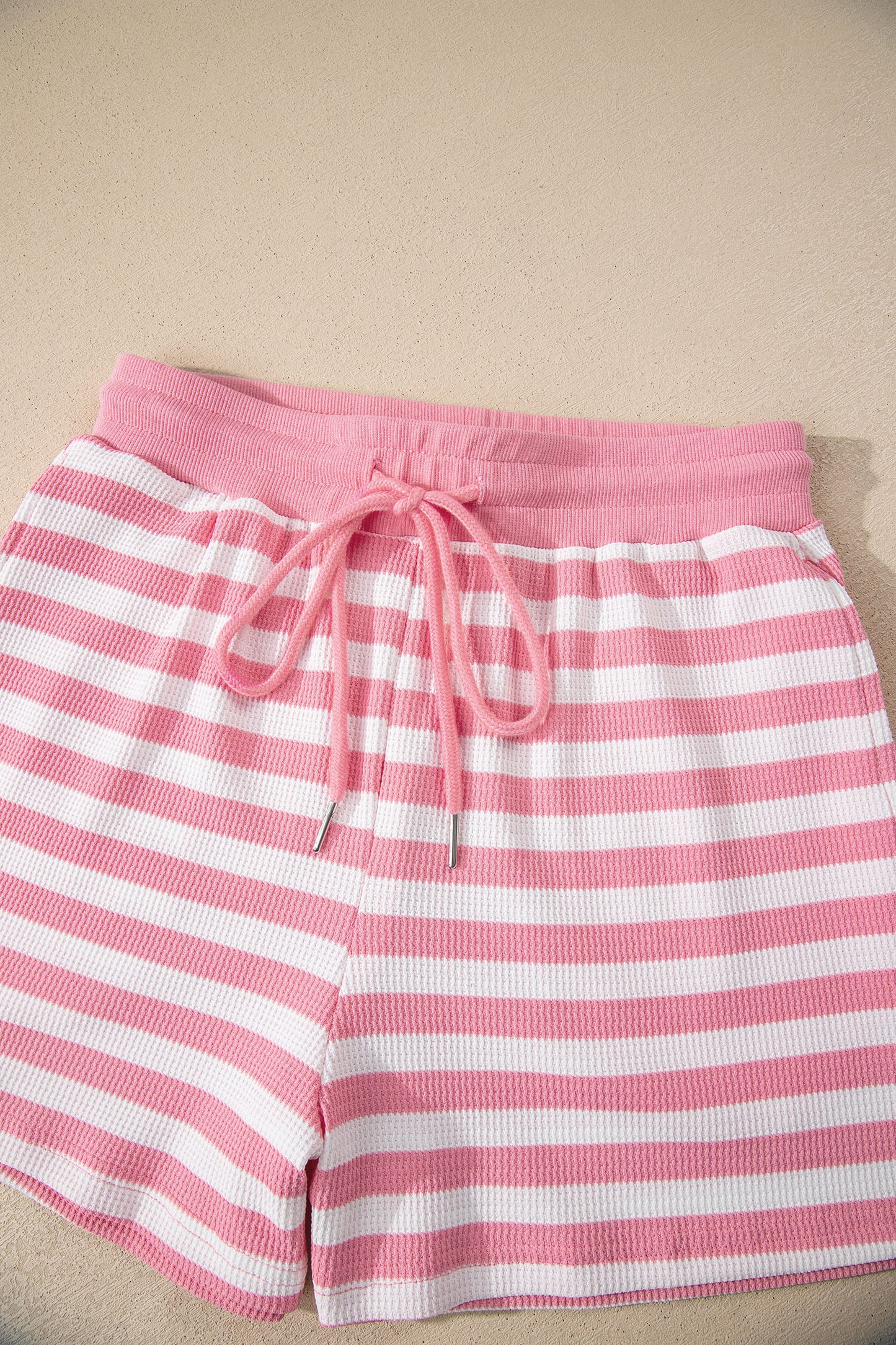 Green Stripe Puff Short Sleeve T Shirt Matching Shorts Set