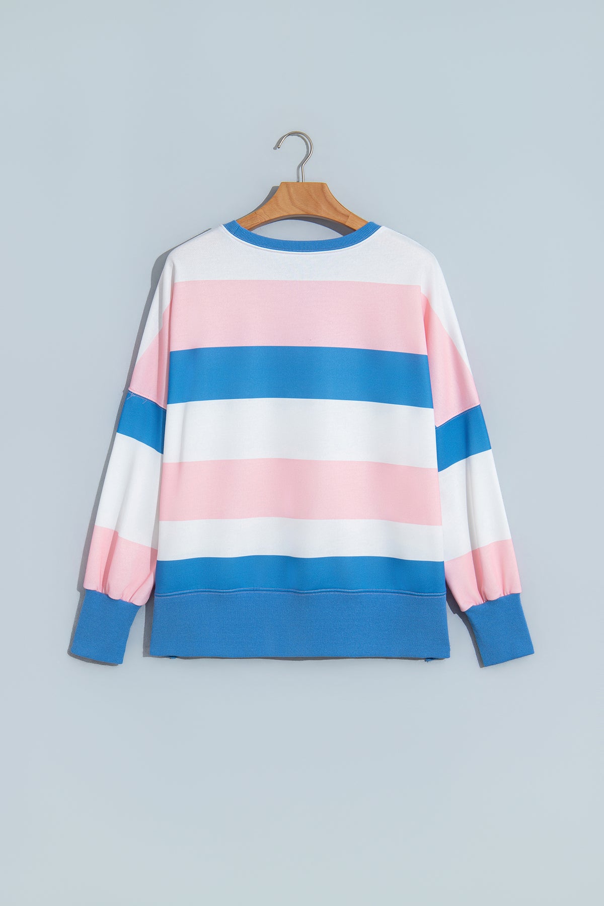 Pink Stripe Side Split Oversized Long Sleeve Top