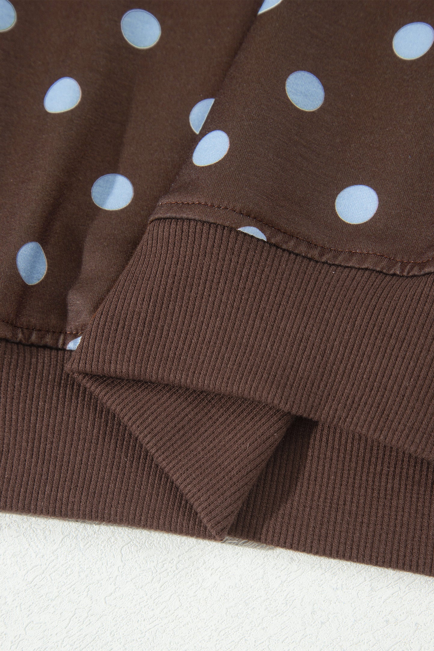 Brown Polka Dot Long Sleeve Pullover Embroidered Bow Detail 2pcs Skort Set