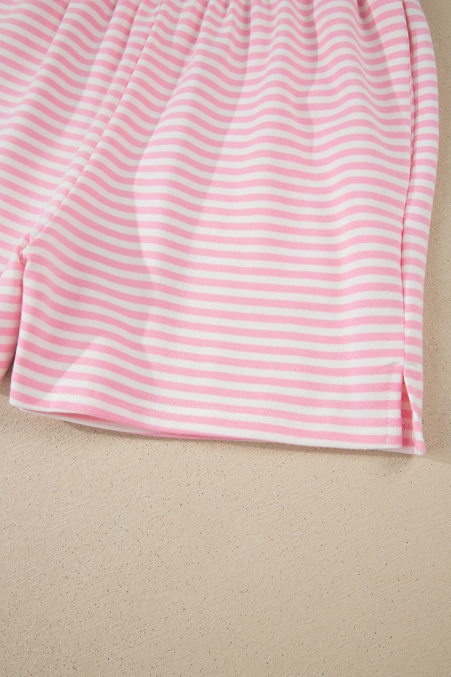Pink Stripe Oversize Mock Neck Sweatshirt and Shorts Set