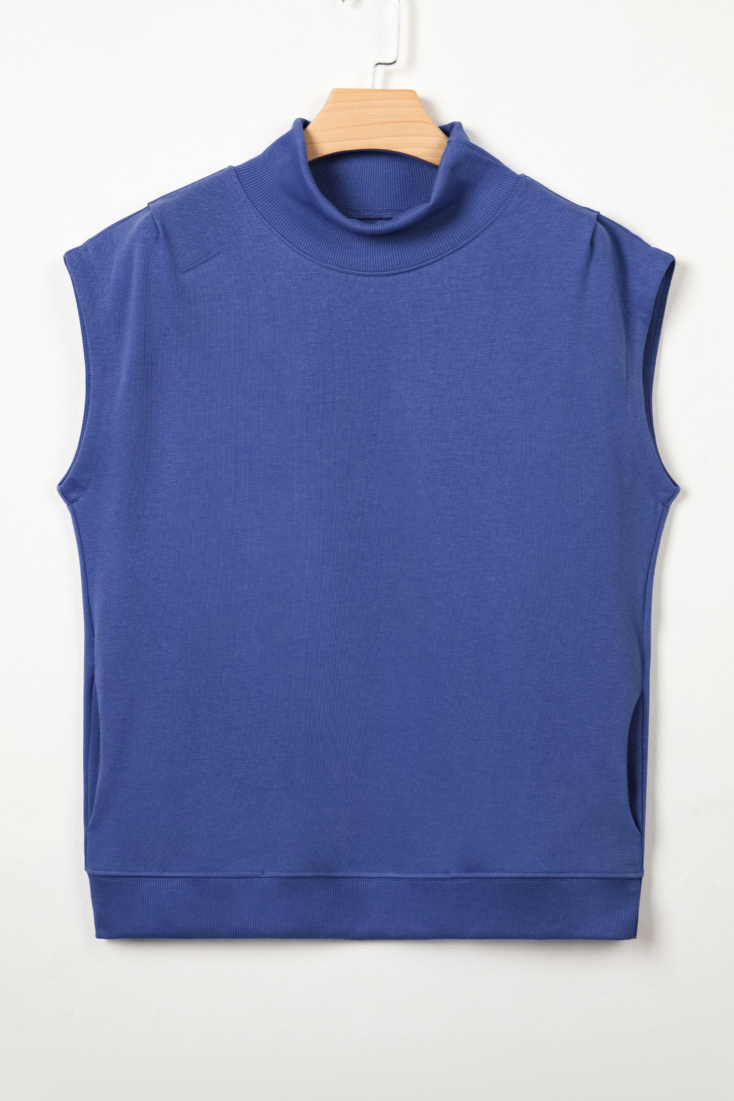 Pink Solid Color High Neck Cap Sleeve Loose Top