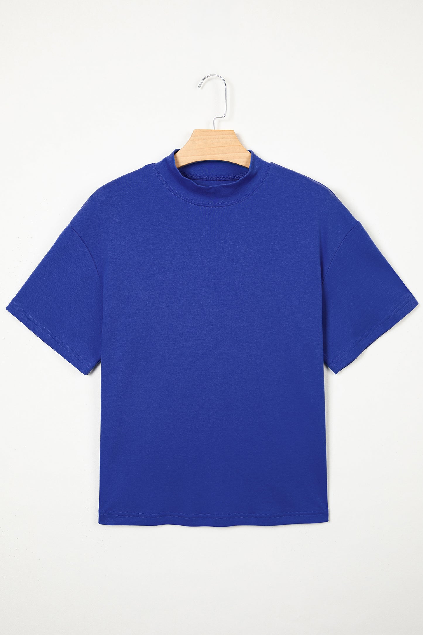 Black Solid Color High Neck Oversize Tee