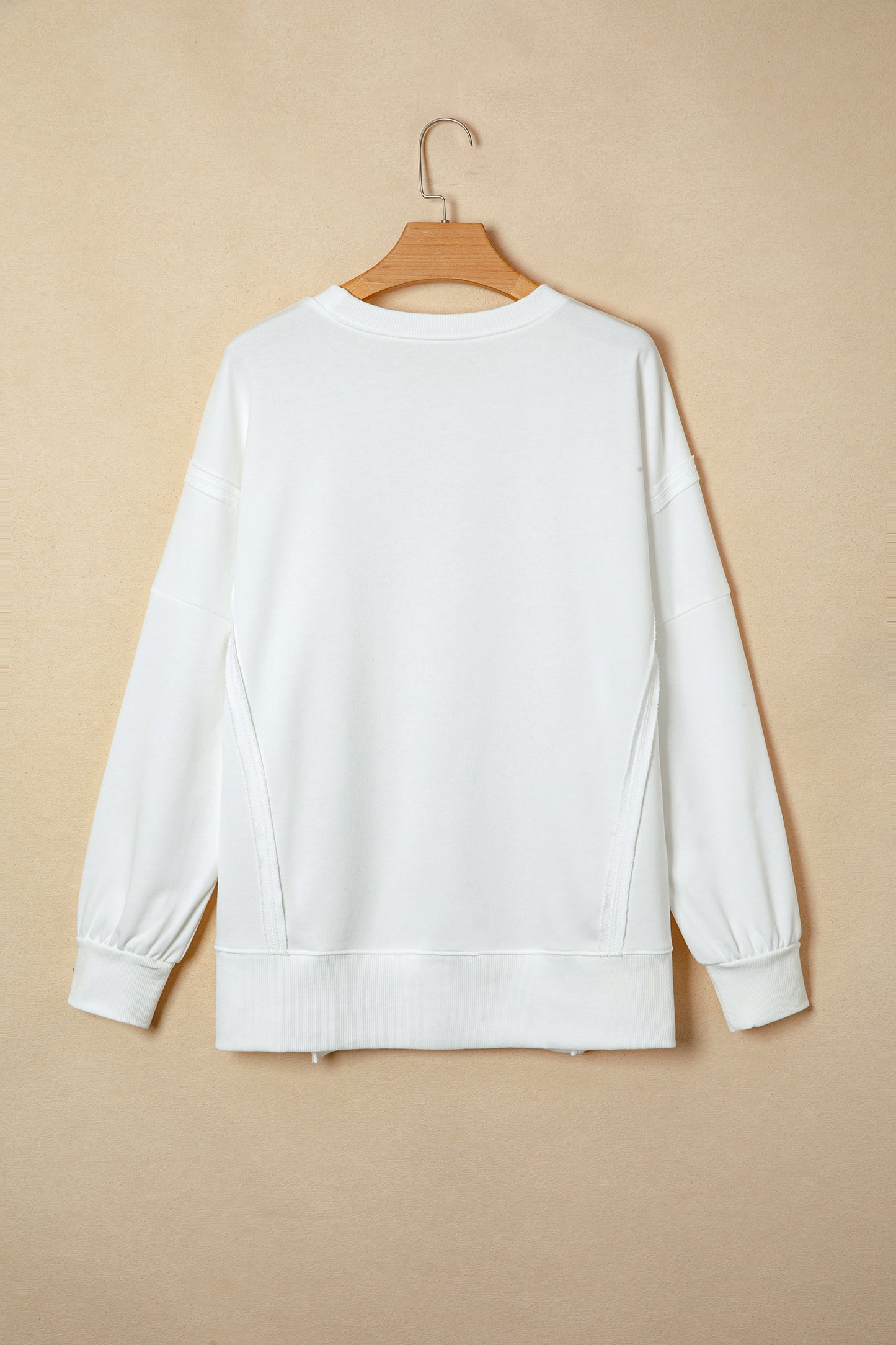 Black Bow Sequin XOXO Letter Graphic Exposed Seam Baggy Sweatshirt