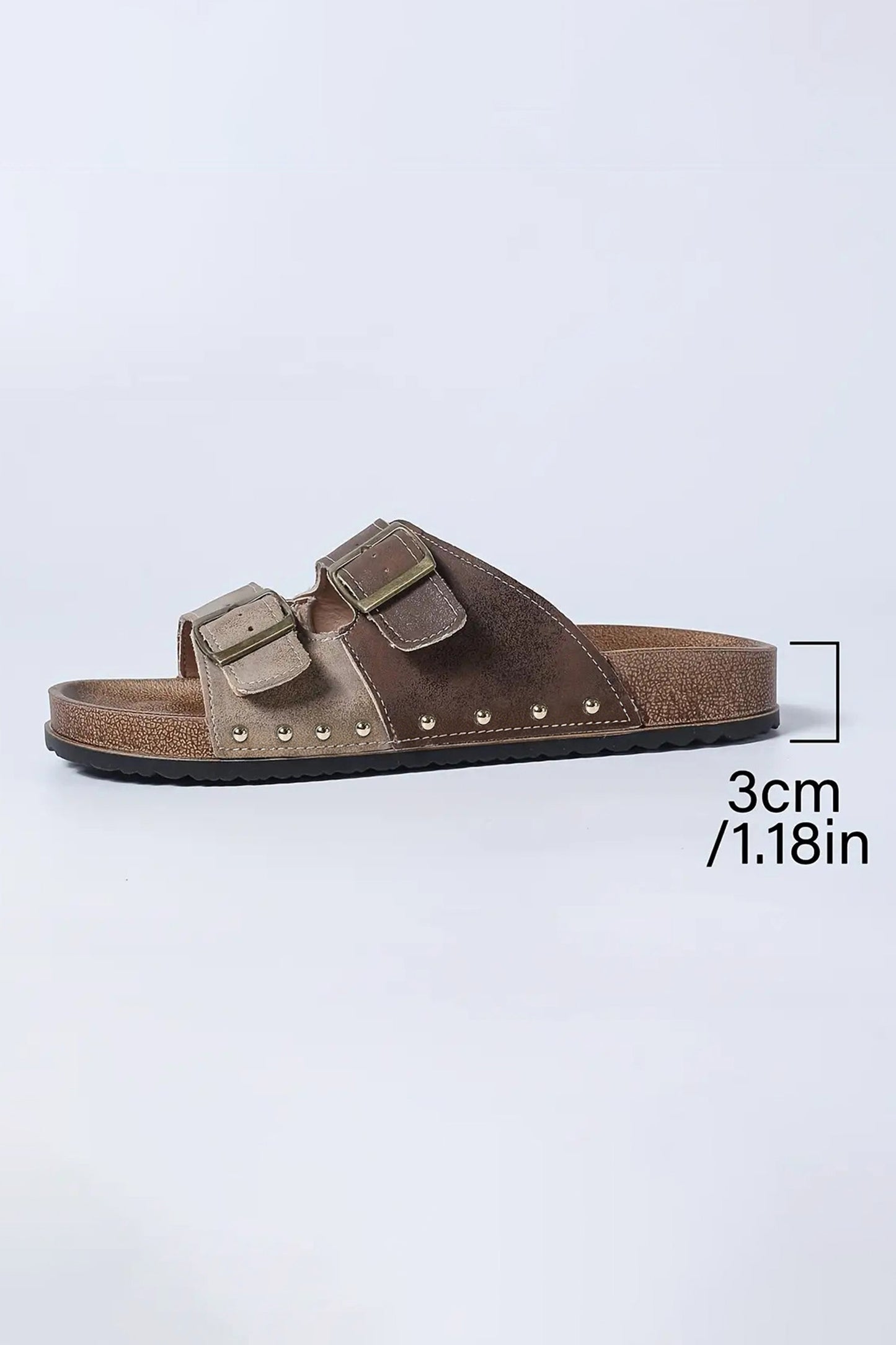 Light Blue Leopard Two-tone Retro Buckle Straps Hollowed Faux Suede Slippers