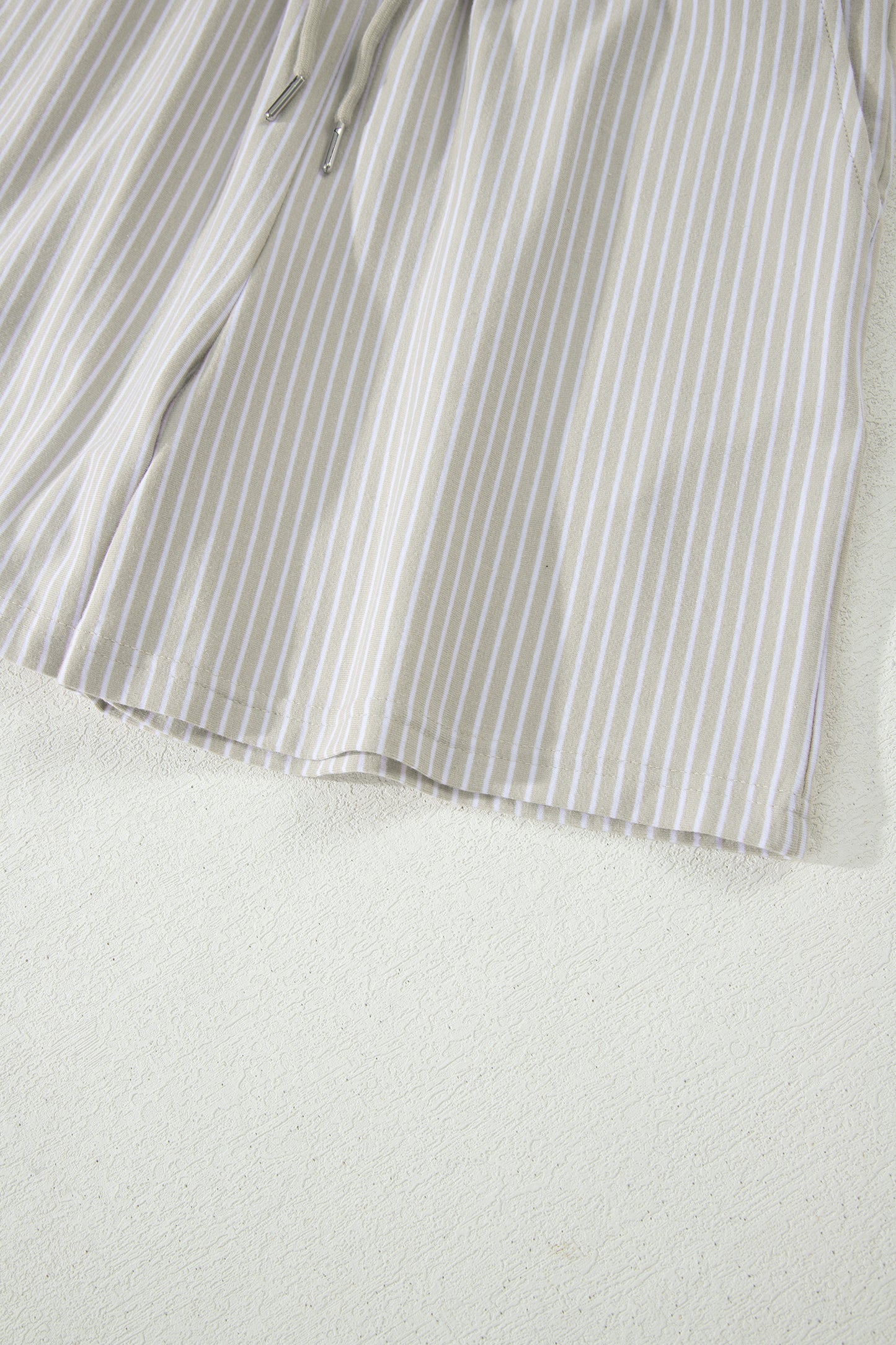 Pink Stripe Dolman Sleeve Polo Shirt and Drawstring Shorts Set