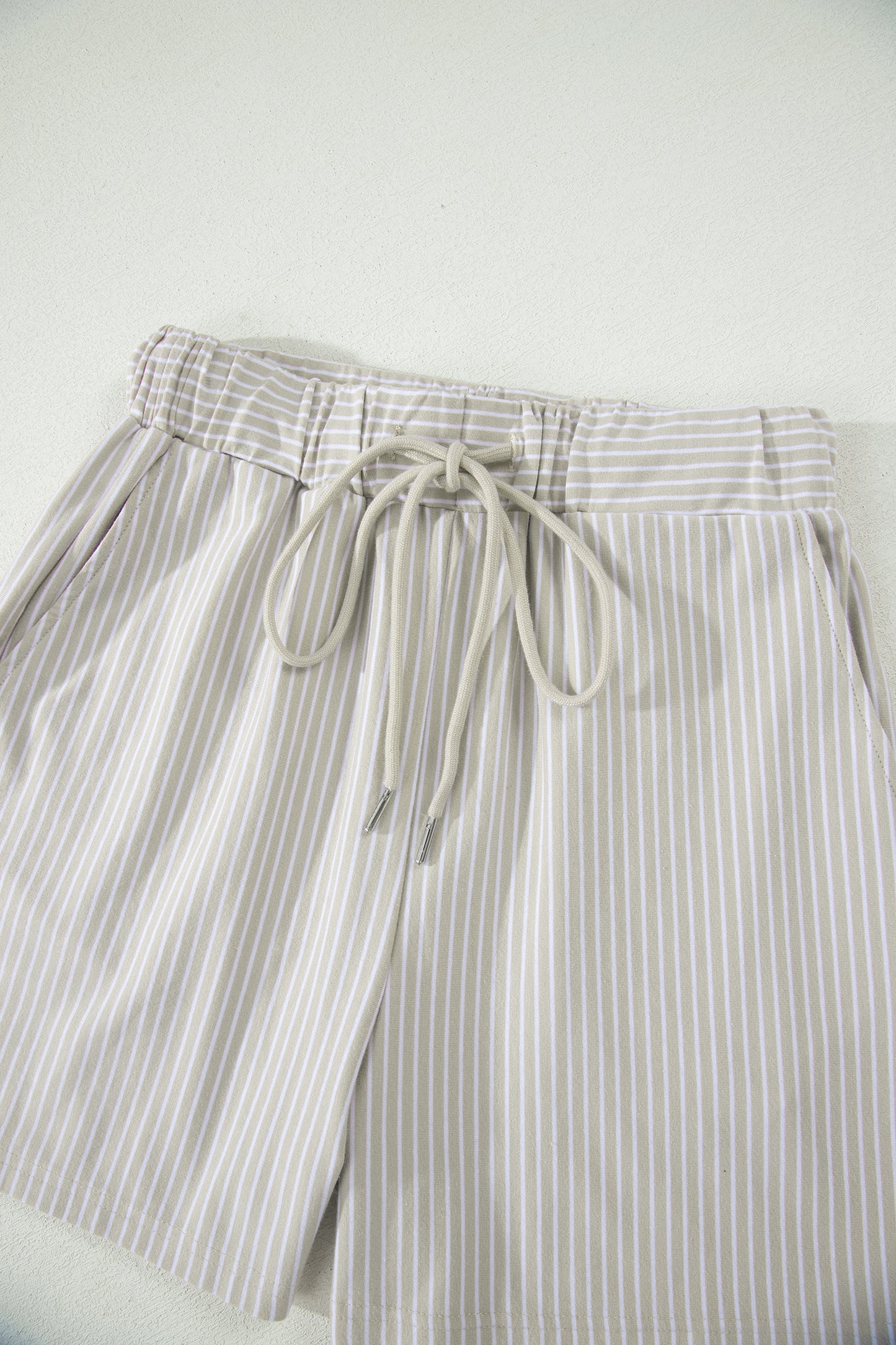 Pink Stripe Dolman Sleeve Polo Shirt and Drawstring Shorts Set