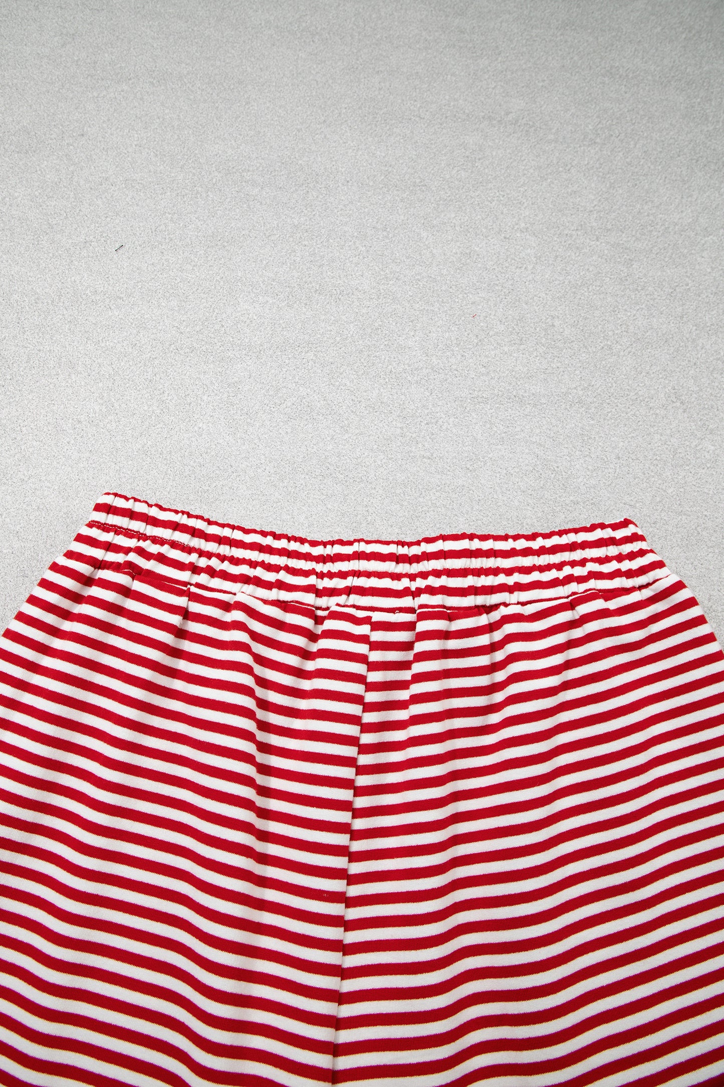 Red Stripe Oversize Mock Neck Sweatshirt and Shorts Set