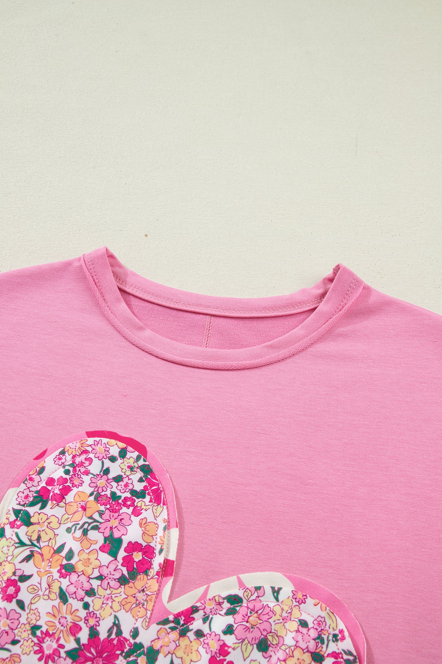 Jet Stream Floral Patched Raw Seam Big Flower Oversize Tee