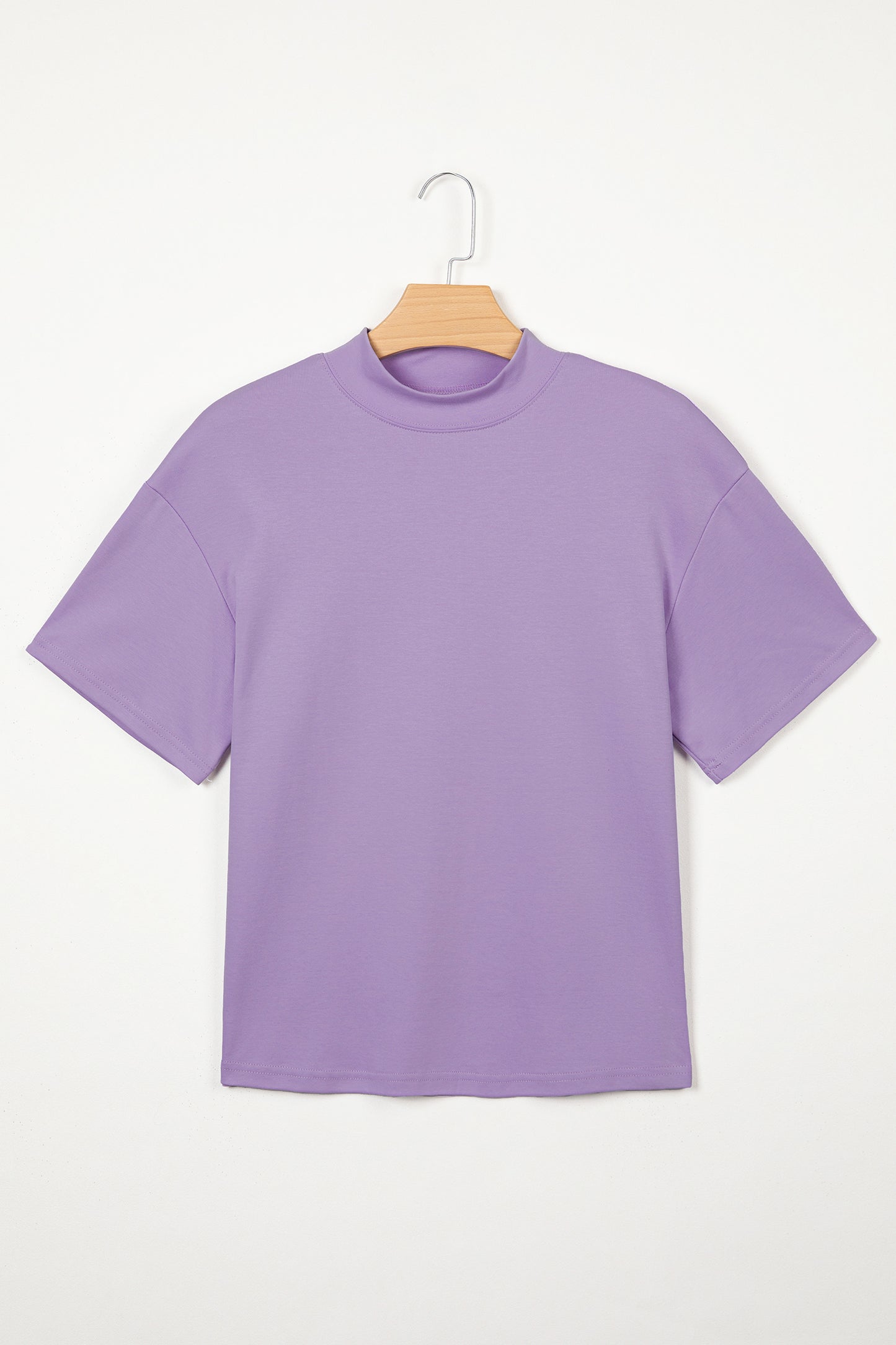 Black Solid Color High Neck Oversize Tee