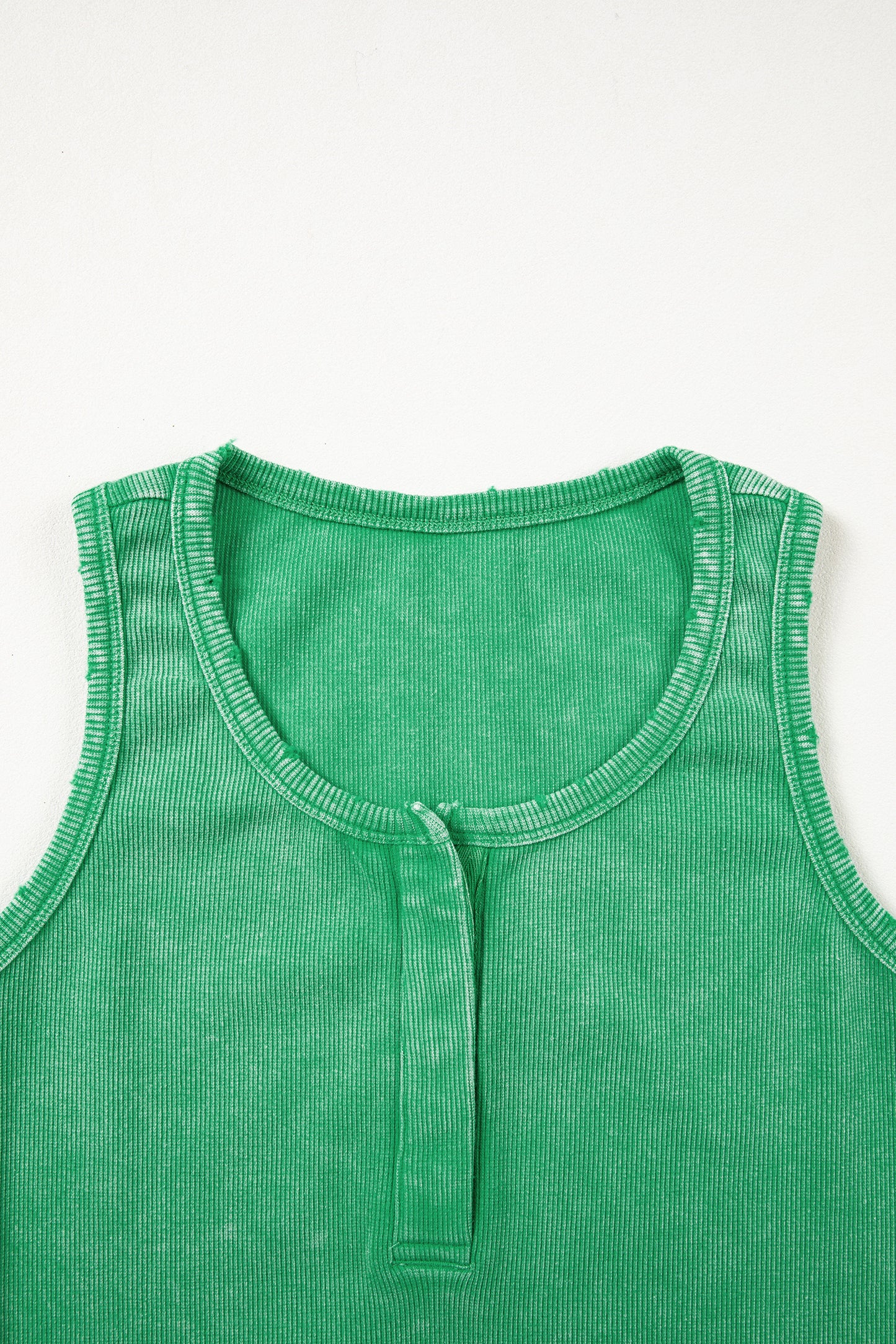 Medium Grey Vintage Distressed Ribbed Mineral Wash Tank Top