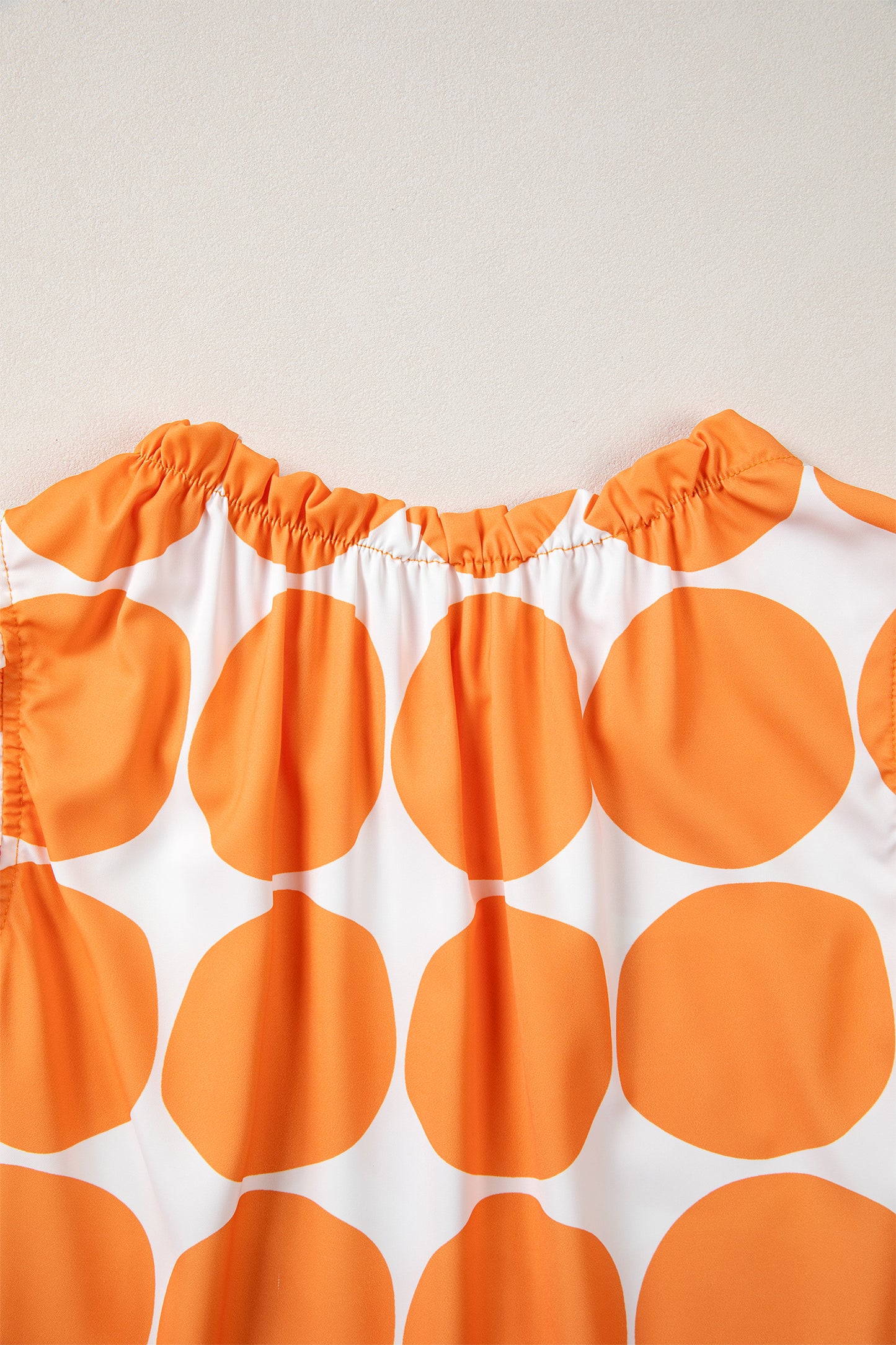 Blue Polka Dot Print Frilled Round Neck Shift Tank Top