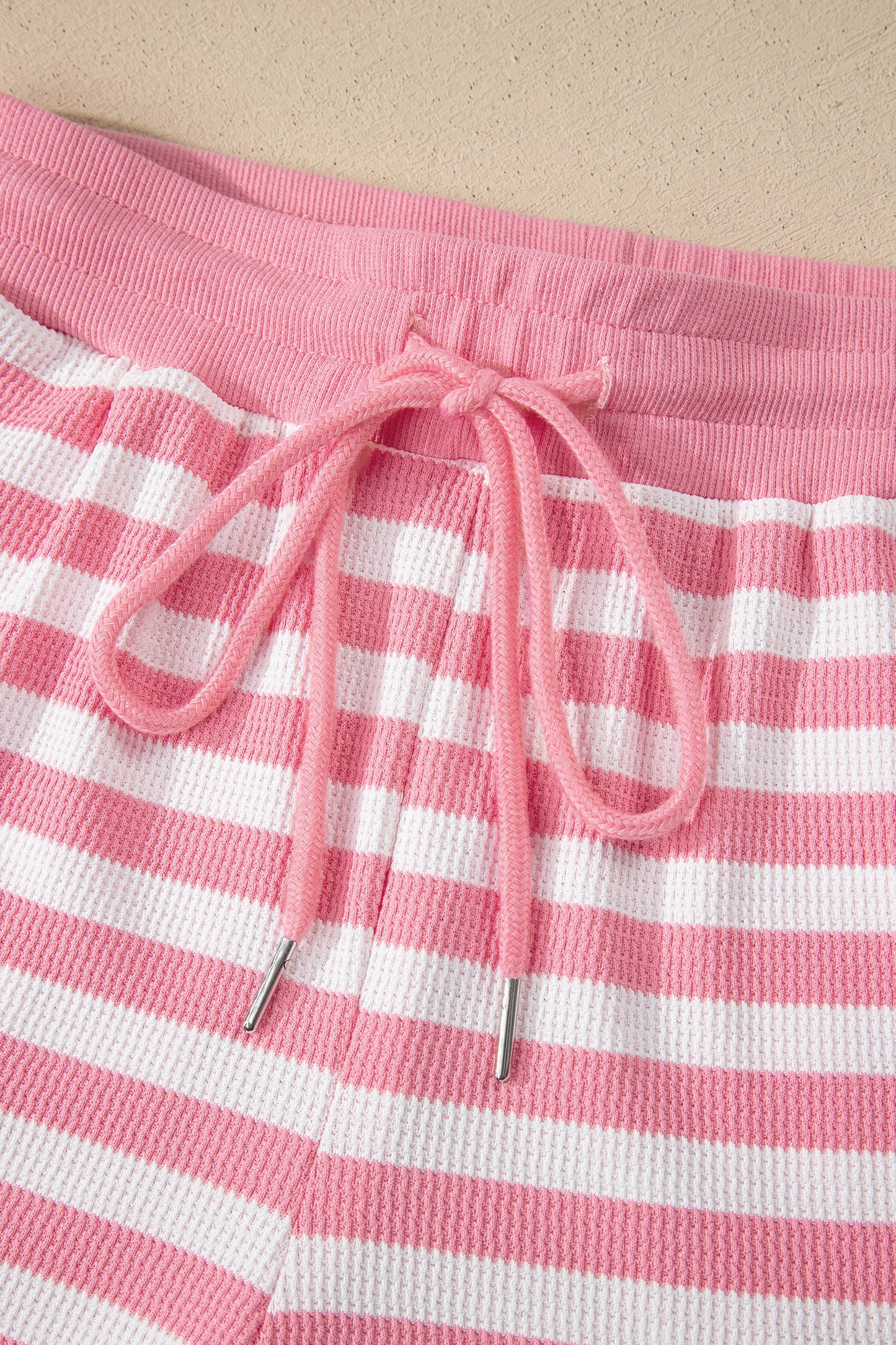 Green Stripe Puff Short Sleeve T Shirt Matching Shorts Set