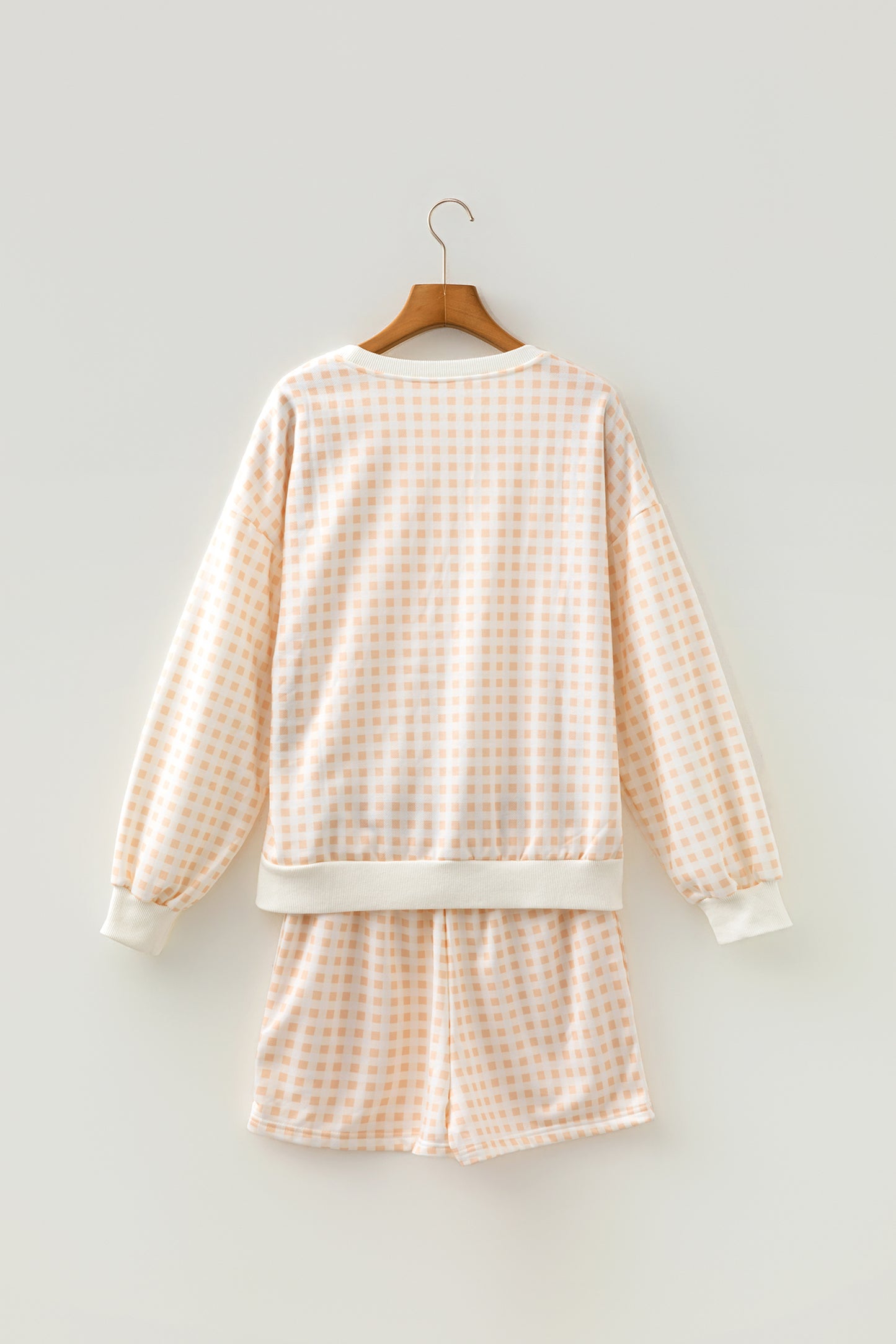 Yellow Plaid Baggy Pullover Drawstring Casual Shorts 2pcs Outfit