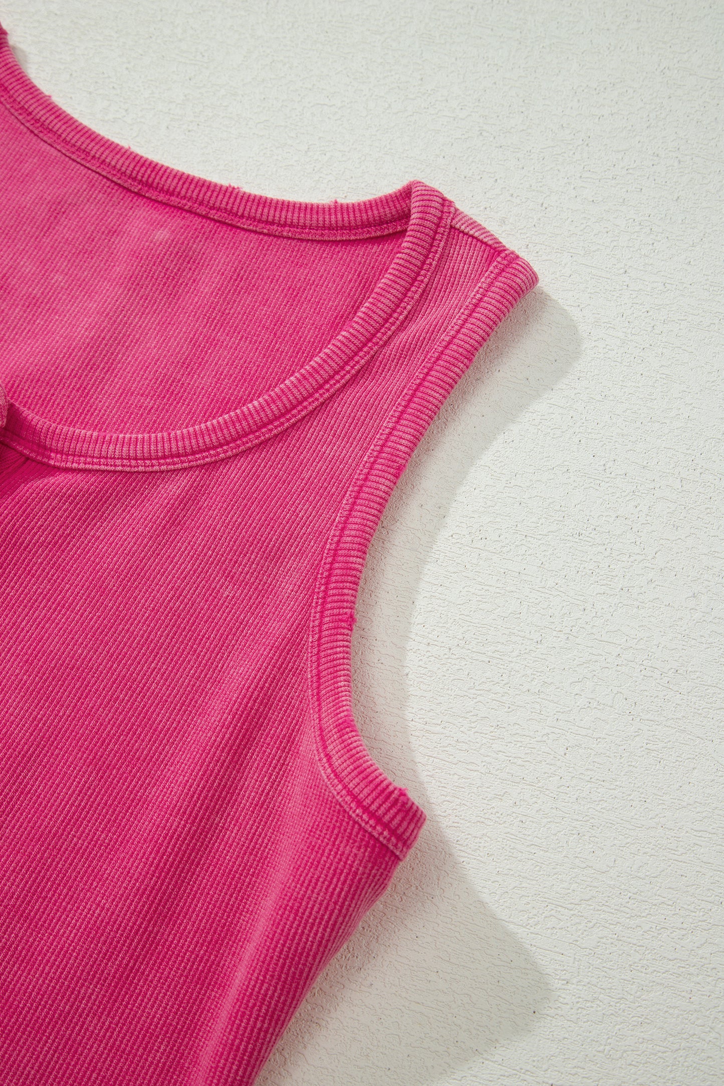 Medium Grey Vintage Distressed Ribbed Mineral Wash Tank Top