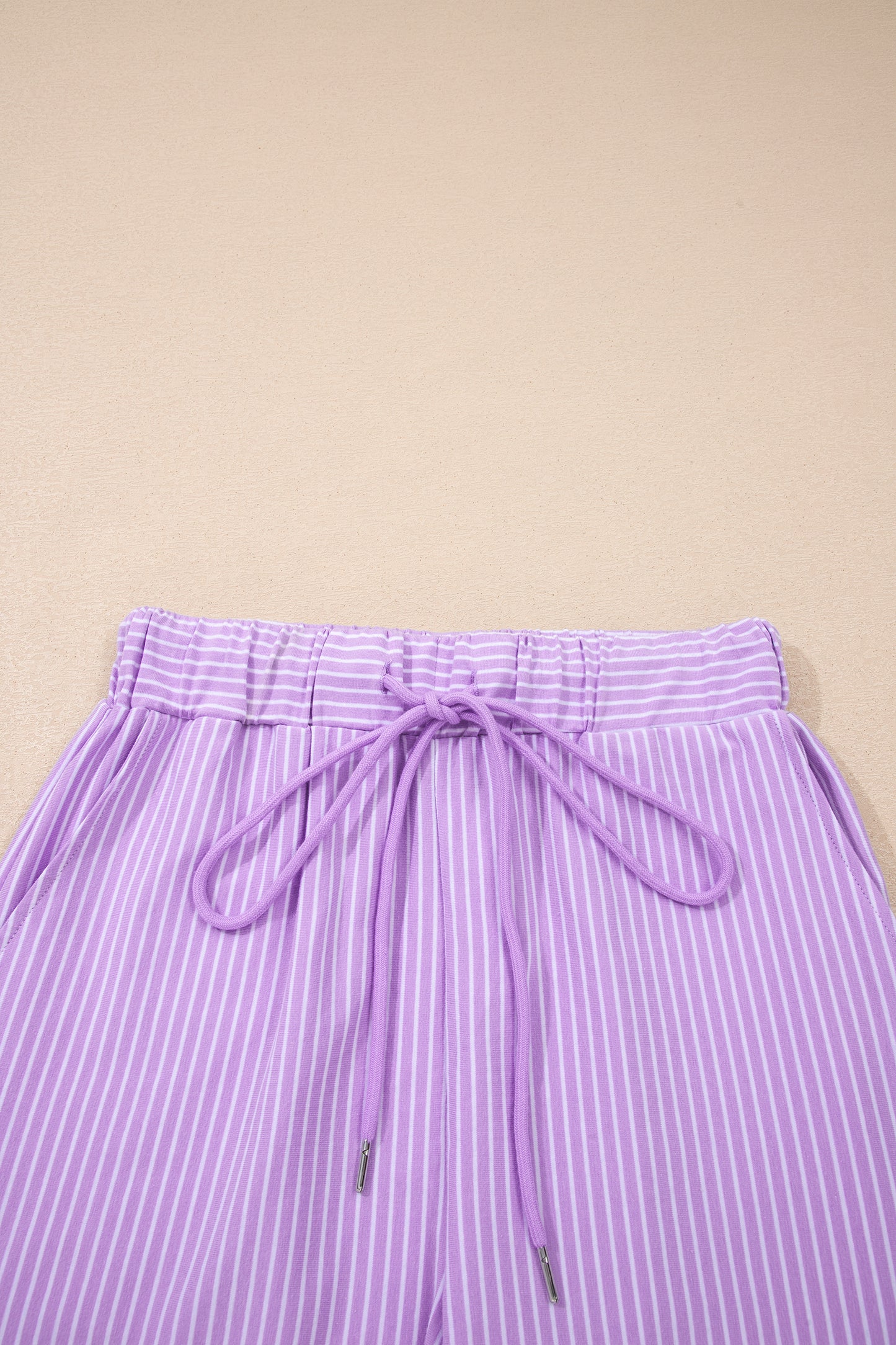 Pink Stripe Dolman Sleeve Polo Shirt and Drawstring Shorts Set