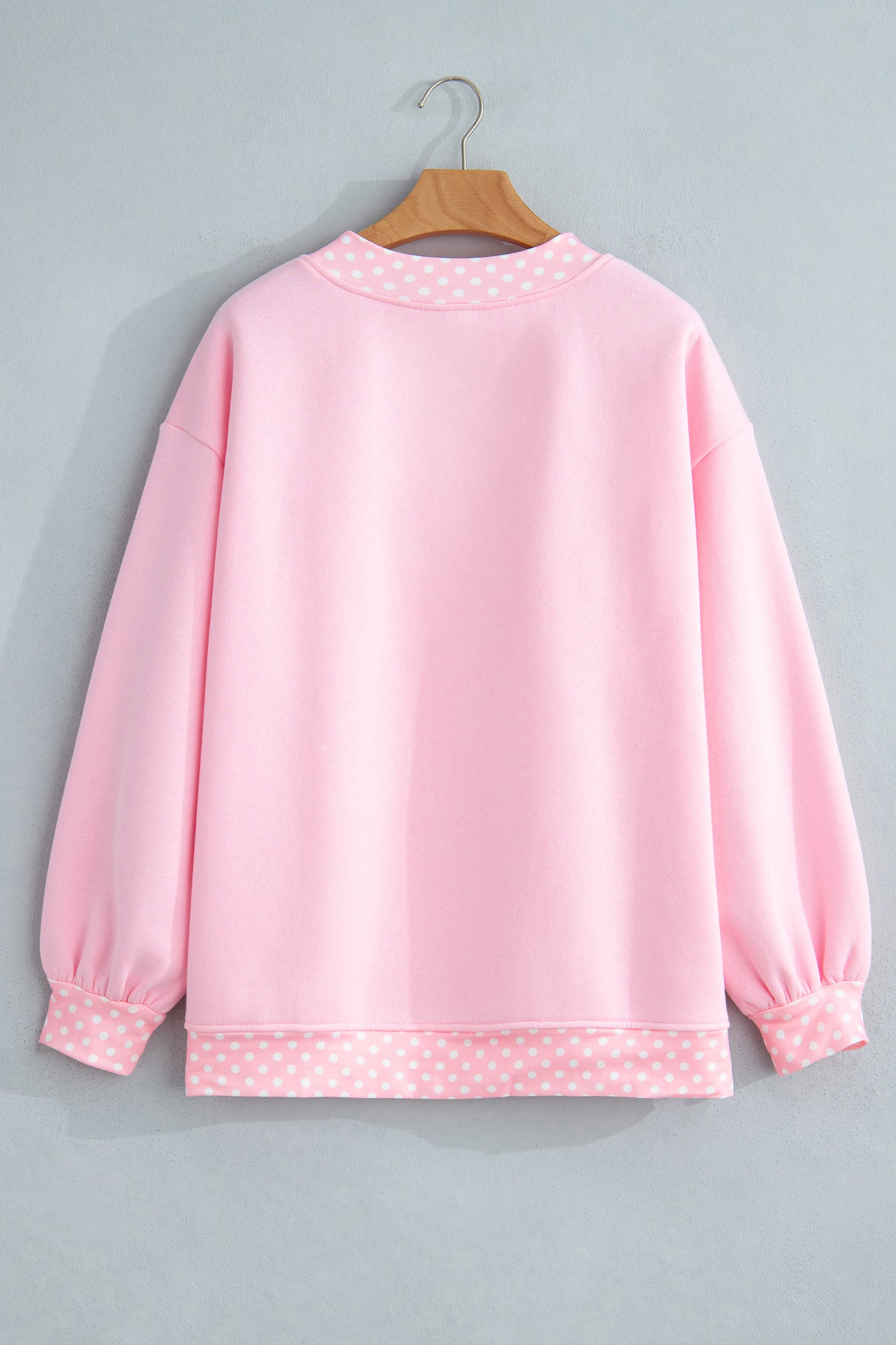 Burgundy Colorblock Polka Dot Contrast Trim Oversized Sweatshirt