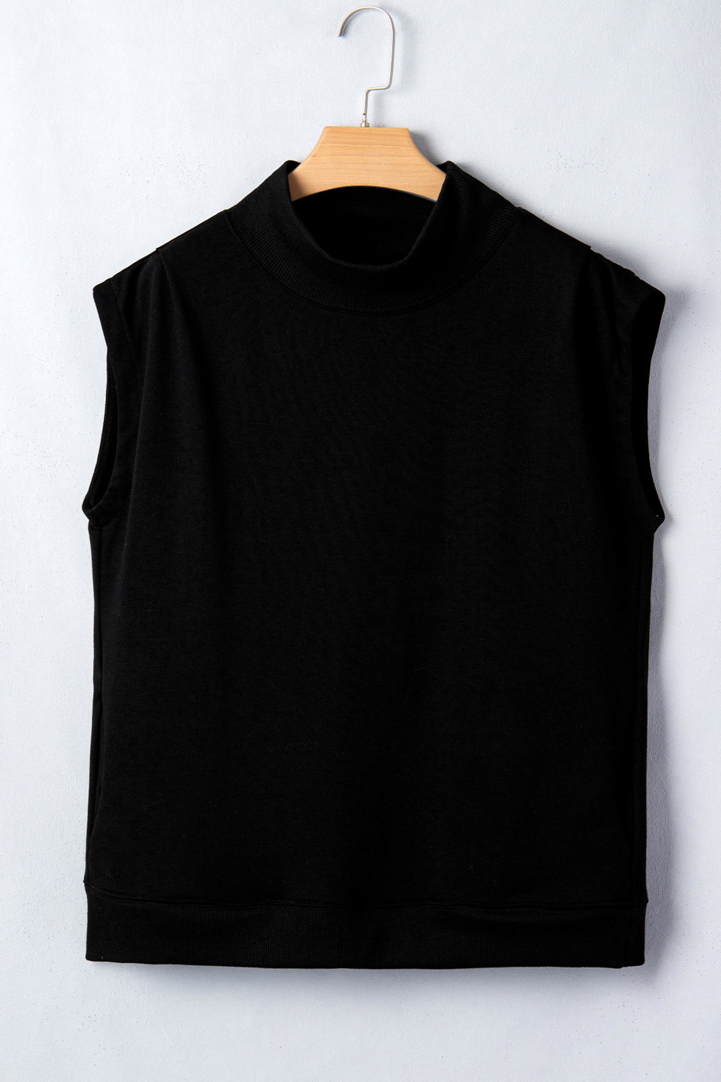 Pink Solid Color High Neck Cap Sleeve Loose Top