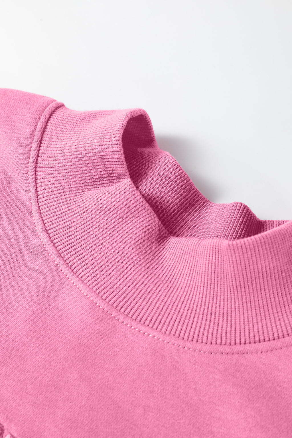 Bright Pink Oversize Blessed Embroidered Mock Neck Sweatshirt