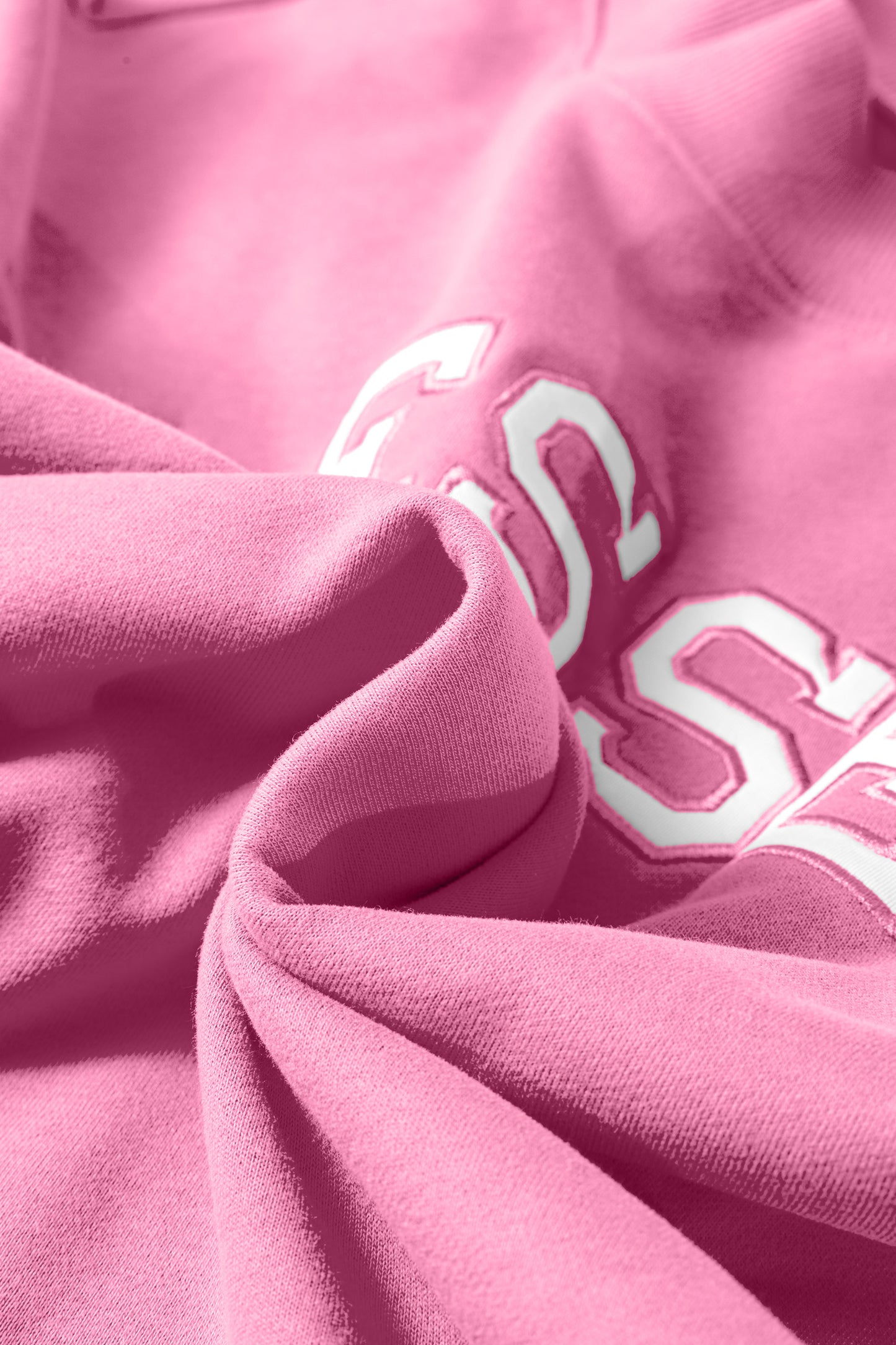 Bright Pink Oversize Blessed Embroidered Mock Neck Sweatshirt