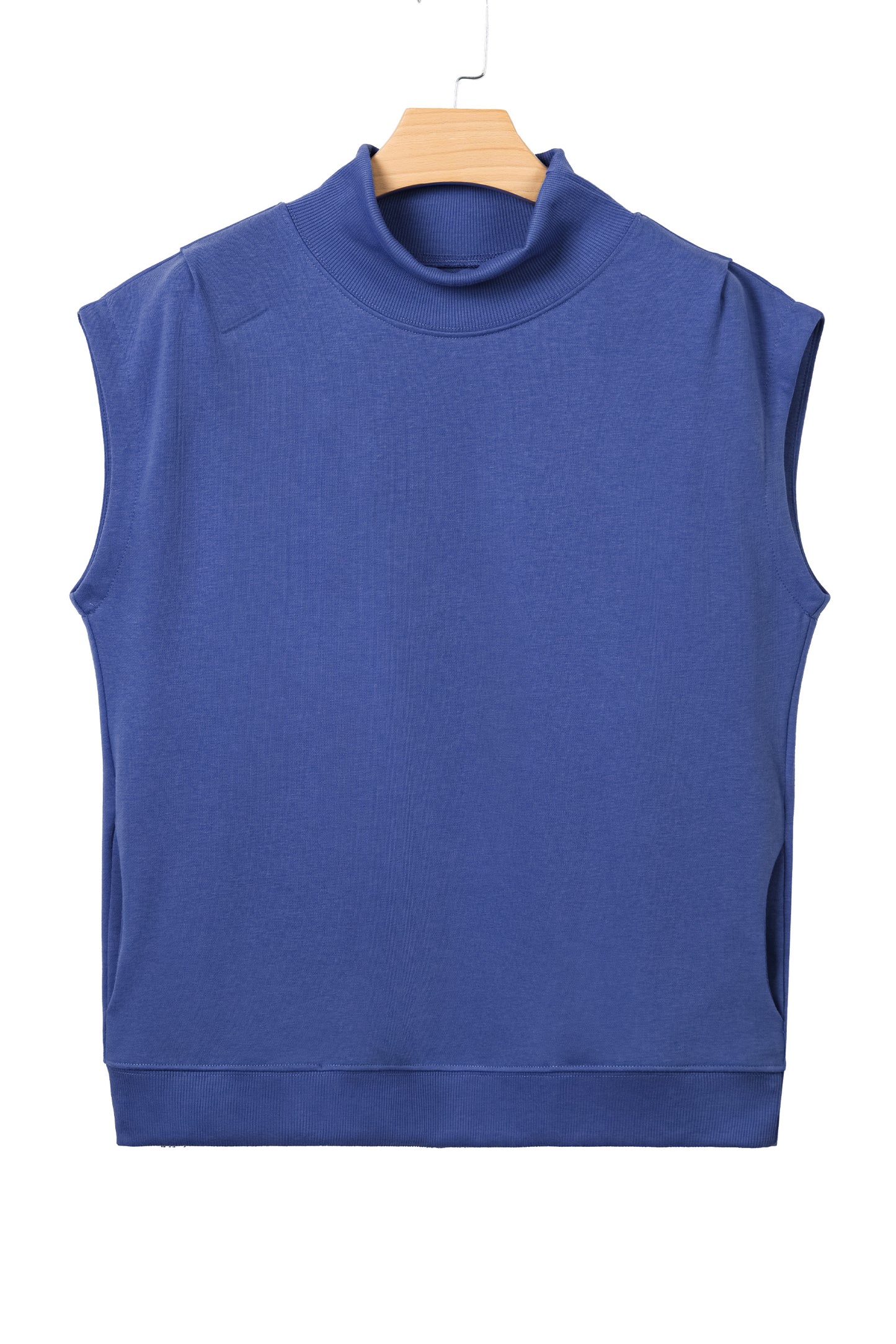 Pink Solid Color High Neck Cap Sleeve Loose Top