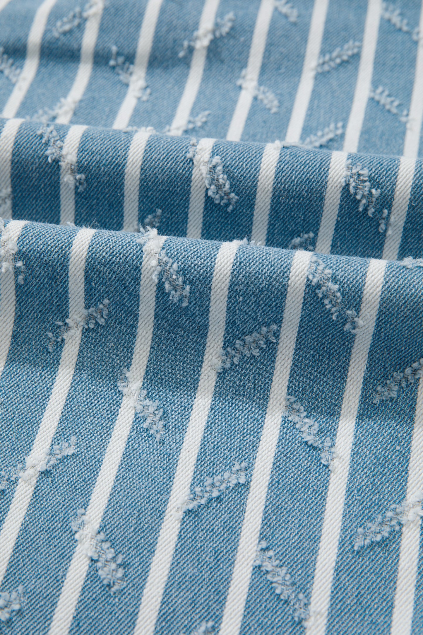Myosotis Striped Distressed Ruffled Wide Leg Denim Overalls
