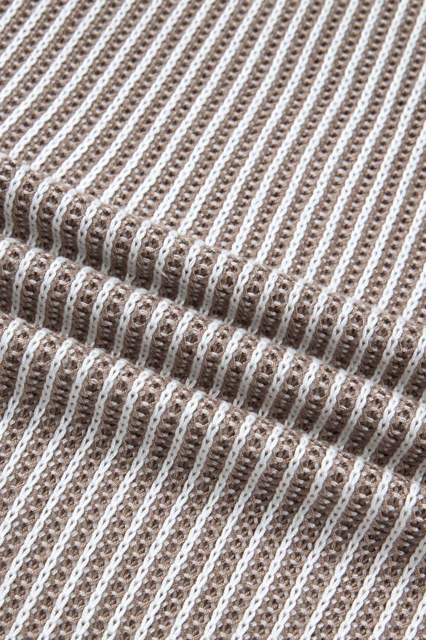 Pale Khaki Contrast Trim Ribbed Knit Sweater Tank Top